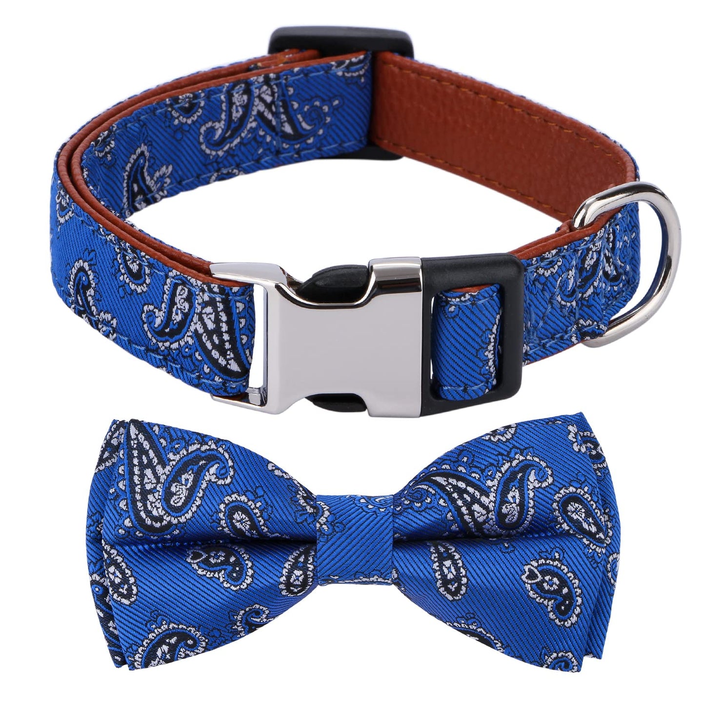 Rhea Rose Dog Collar with Bow Tie for Girl or Boy Gift Soft Durable Bowtie Paisley Small