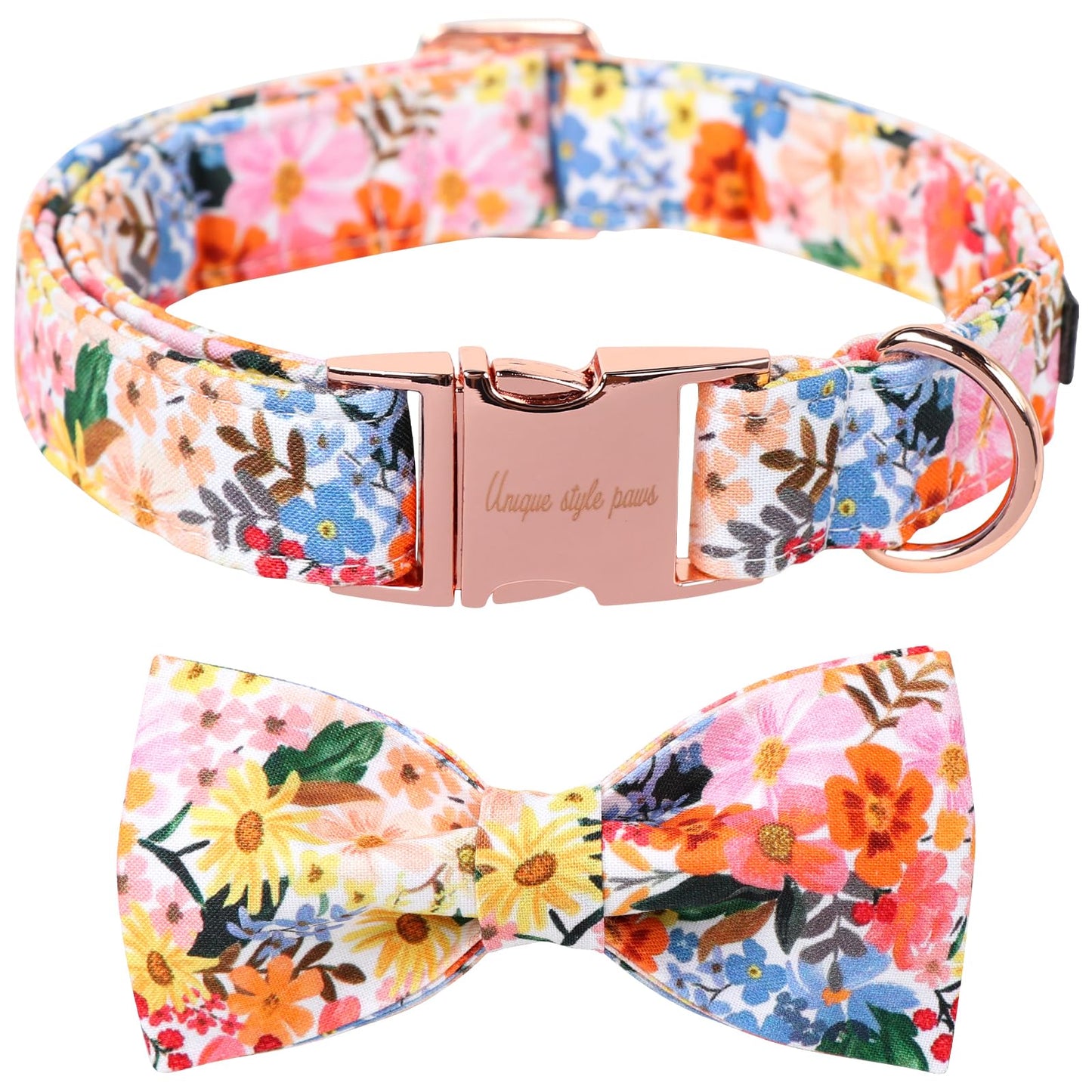 Unique style paws Cartoon Dog Collar with Bow Spring Summer Collar with Flower for Small Medium Large Boys Girls Dogs