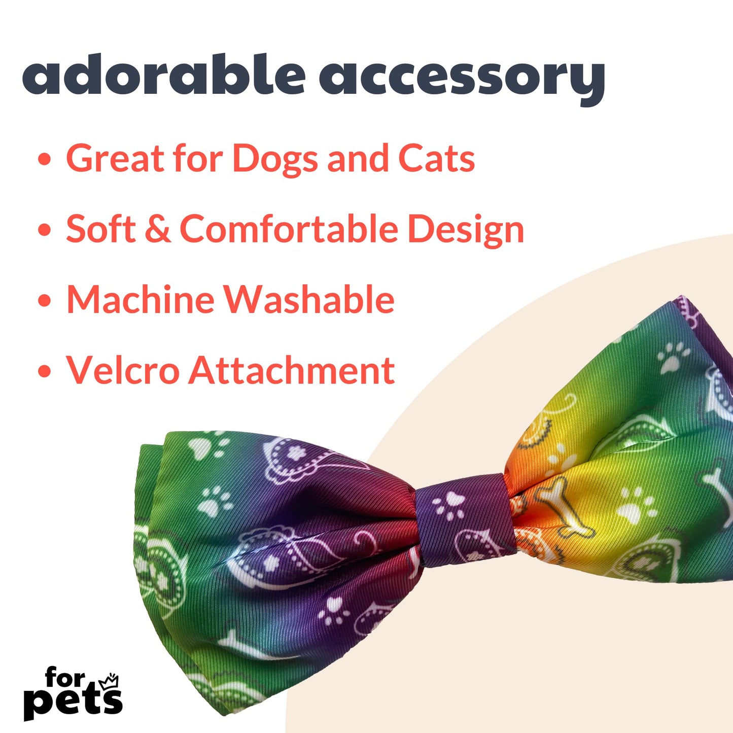 Huxley & Kent Bow Tie for Pets | Bone-Dana Multi (Small) | Bow Tie Collar Attachment | Fun Bow Ties for Dogs & Cats | Cute, Comfortable, and Durable | H&K Bow Tie