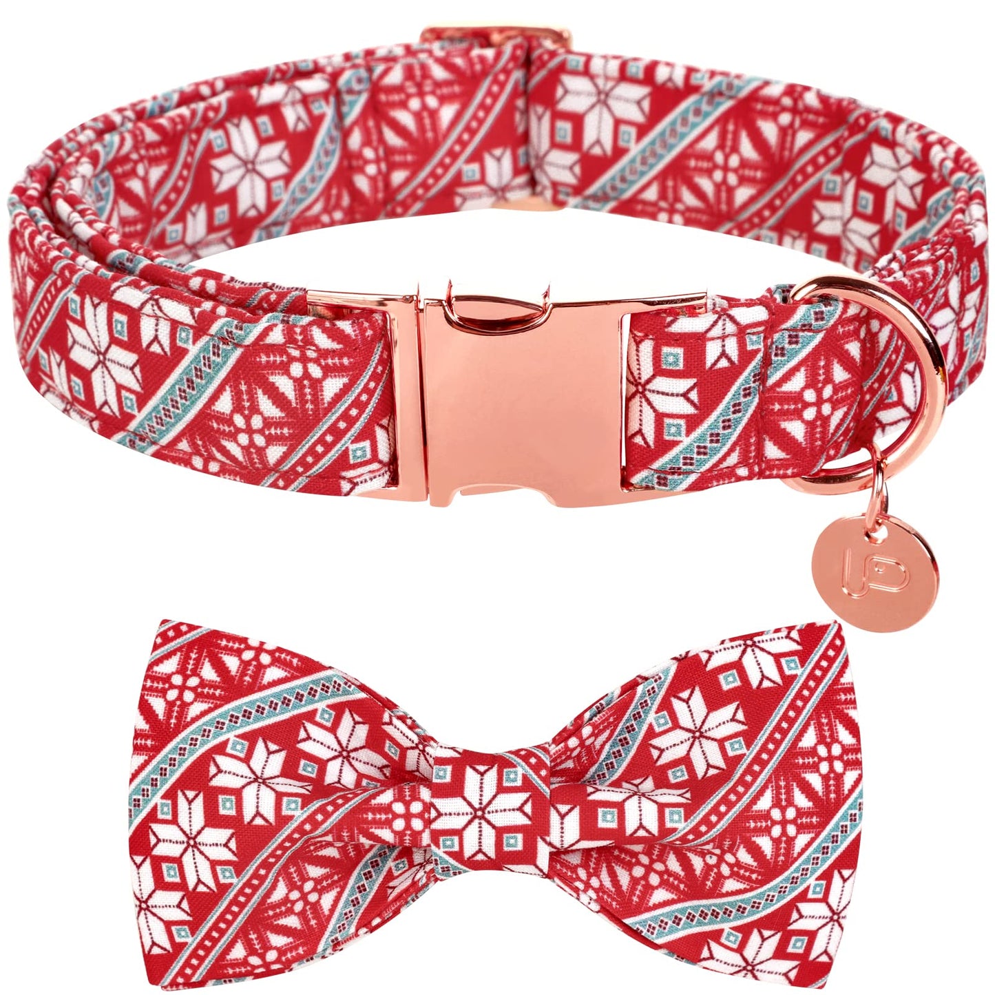 Valentine’s Day Dog Collar with Bow Tie, Valentine Bowtie Collar with Metal Buckle, Valentine’s Day Gift Pet Collar for Medium Girl Boy Dog, Wedding Dog Collar, Red, M, Neck 13.5-22in