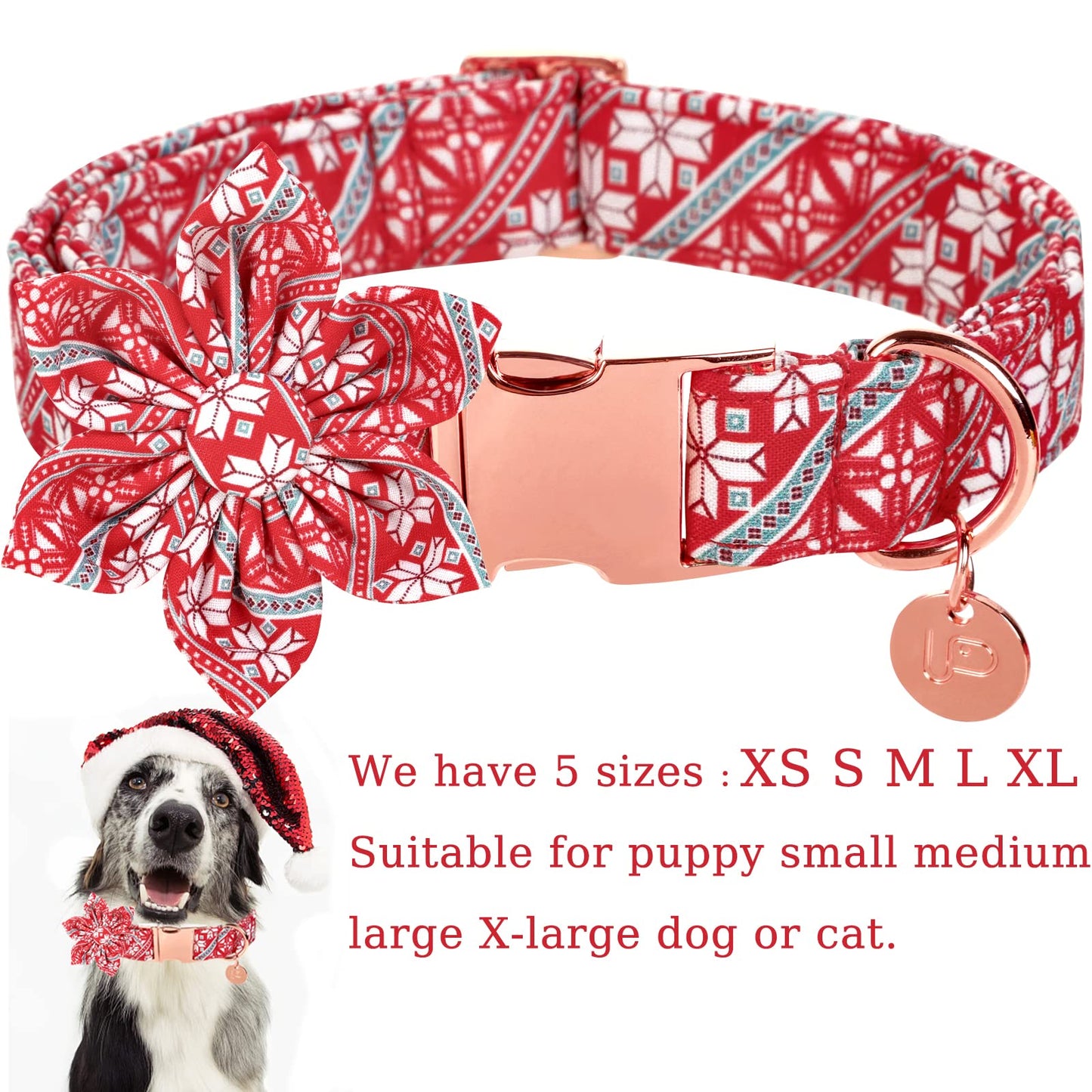 Valentine’s Day Dog Collar with Bow Tie, Valentine Bowtie Collar with Metal Buckle, Valentine’s Day Gift Pet Collar for Medium Girl Boy Dog, Wedding Dog Collar, Red, M, Neck 13.5-22in