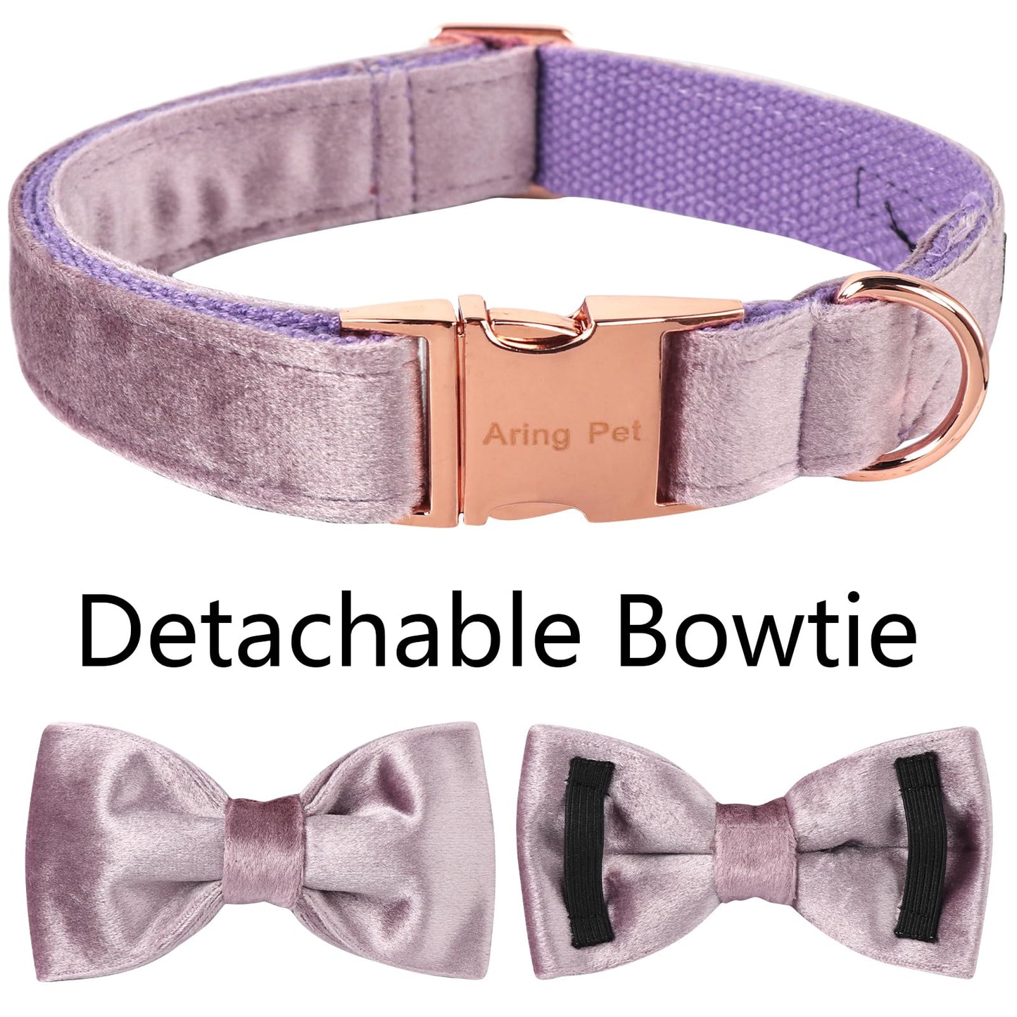 ARING PET Dog Collars with Bowtie-Velvet Dog Bow tie Collar, Adjustable Dark Green Dog Collar