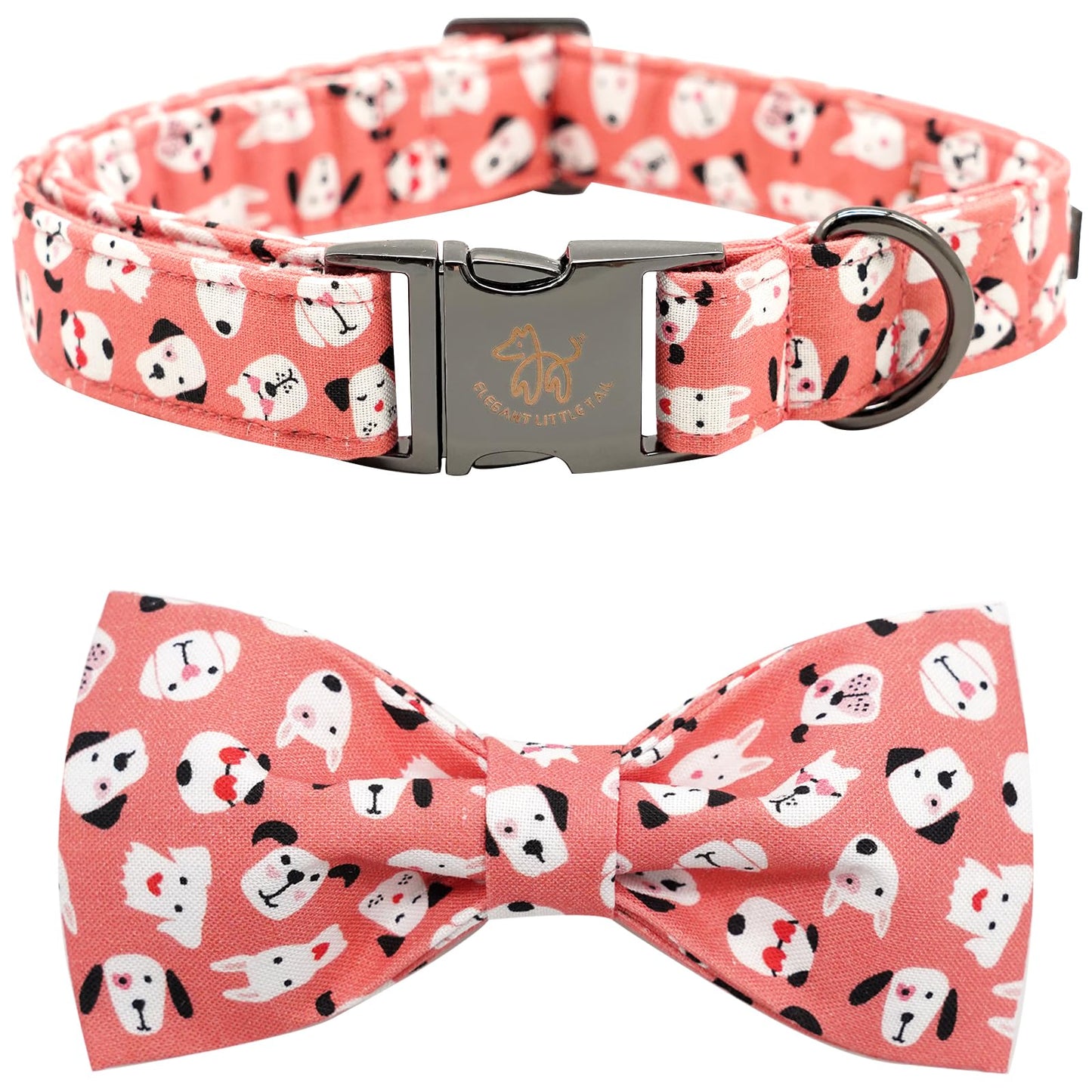 Elegant little tail Dog Collar with Bow, Soft&Comfy Bowtie Dog Collar, Adjustable Pet Gift Collars for Small Medium Large Dogs