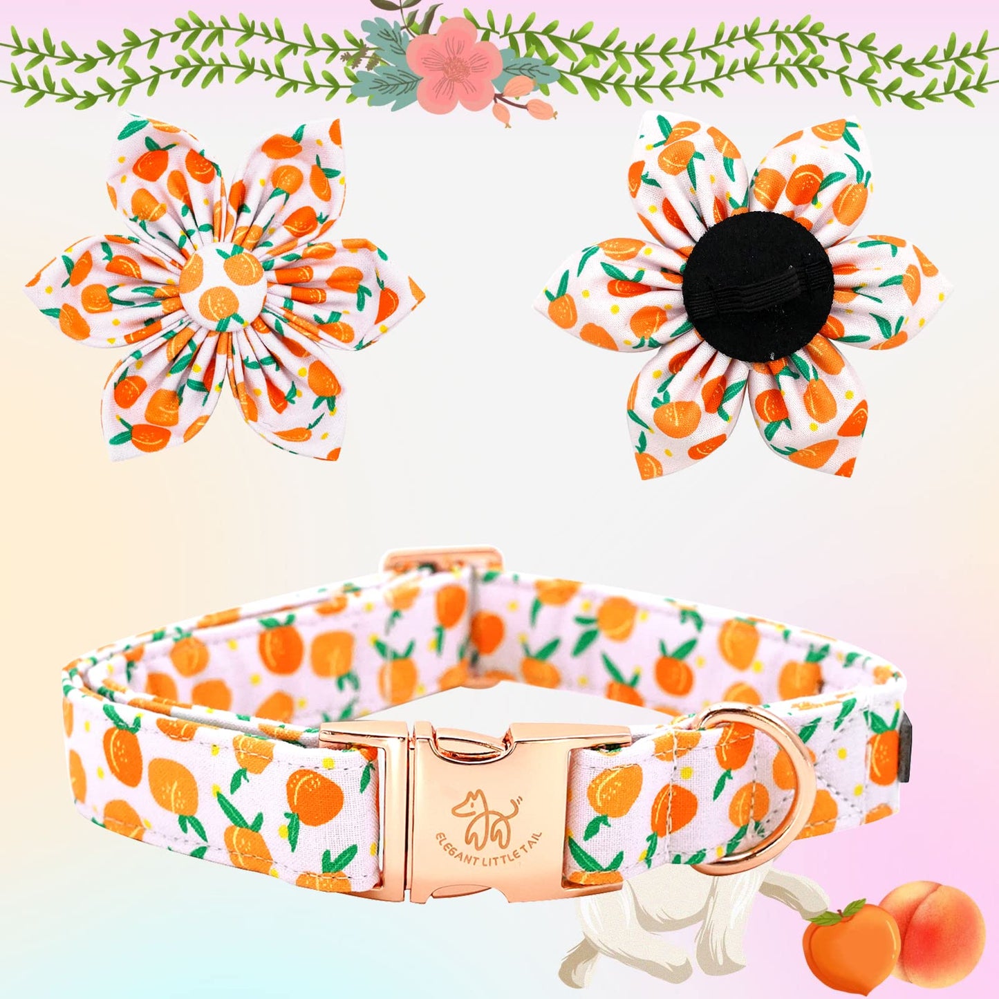 Elegant little tail Sunflower Girl Dog Collar for Female Dogs, Pet Collar Adjustable Dog Collars with Flower Gift for Medium Dogs