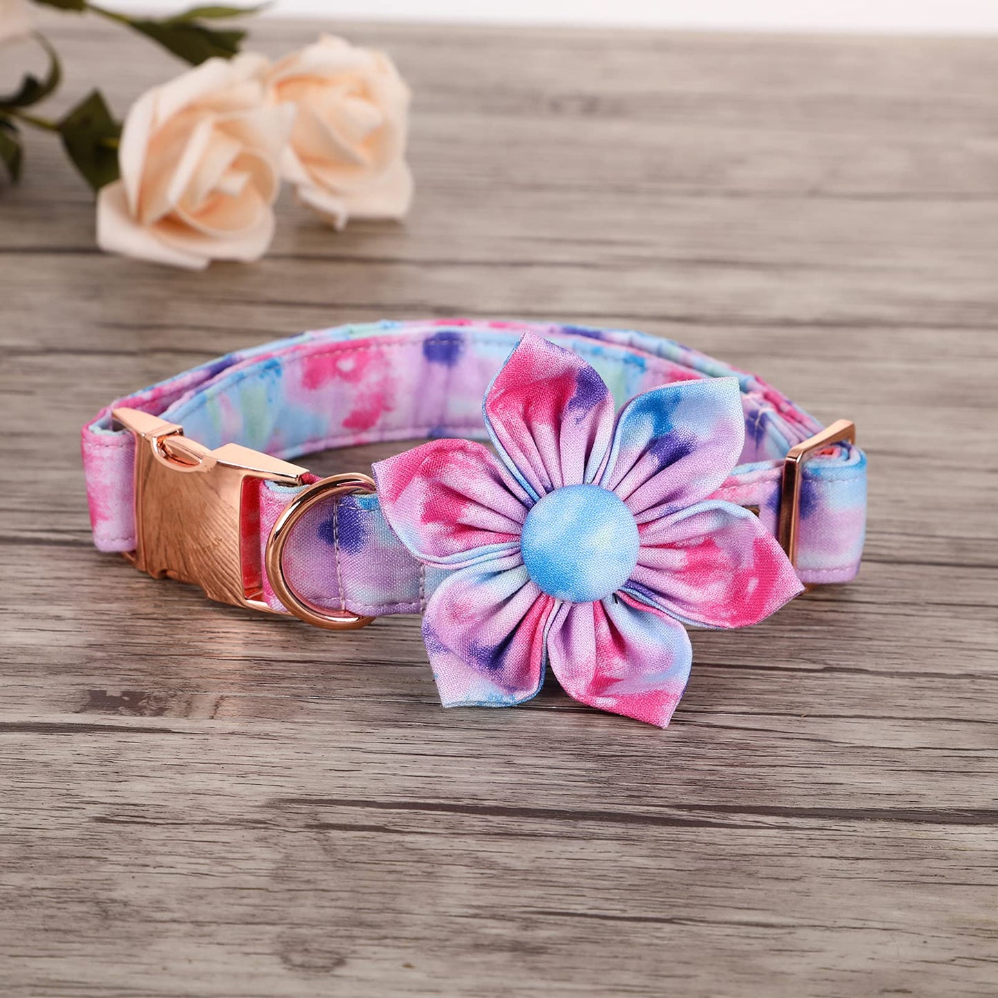 Elegant little tail Sunflower Girl Dog Collar for Female Dogs, Pet Collar Adjustable Dog Collars with Flower Gift for Medium Dogs