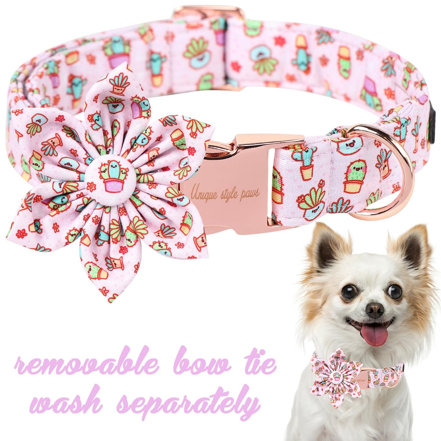 Unique style paws Cartoon Dog Collar with Bow Spring Summer Collar with Flower for Small Medium Large Boys Girls Dogs