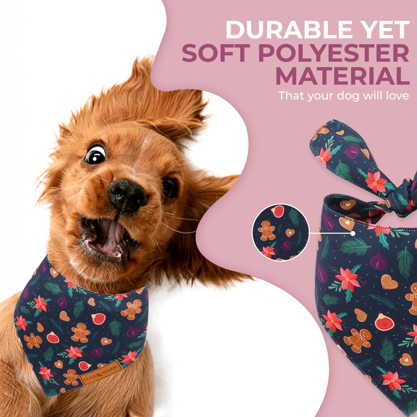 Luxury Pet Birthday Bandanas -Premium & Silky Poly Fabric | 100% Handmade | Custom Shape Dual Layered (Birthday Girl, Medium)