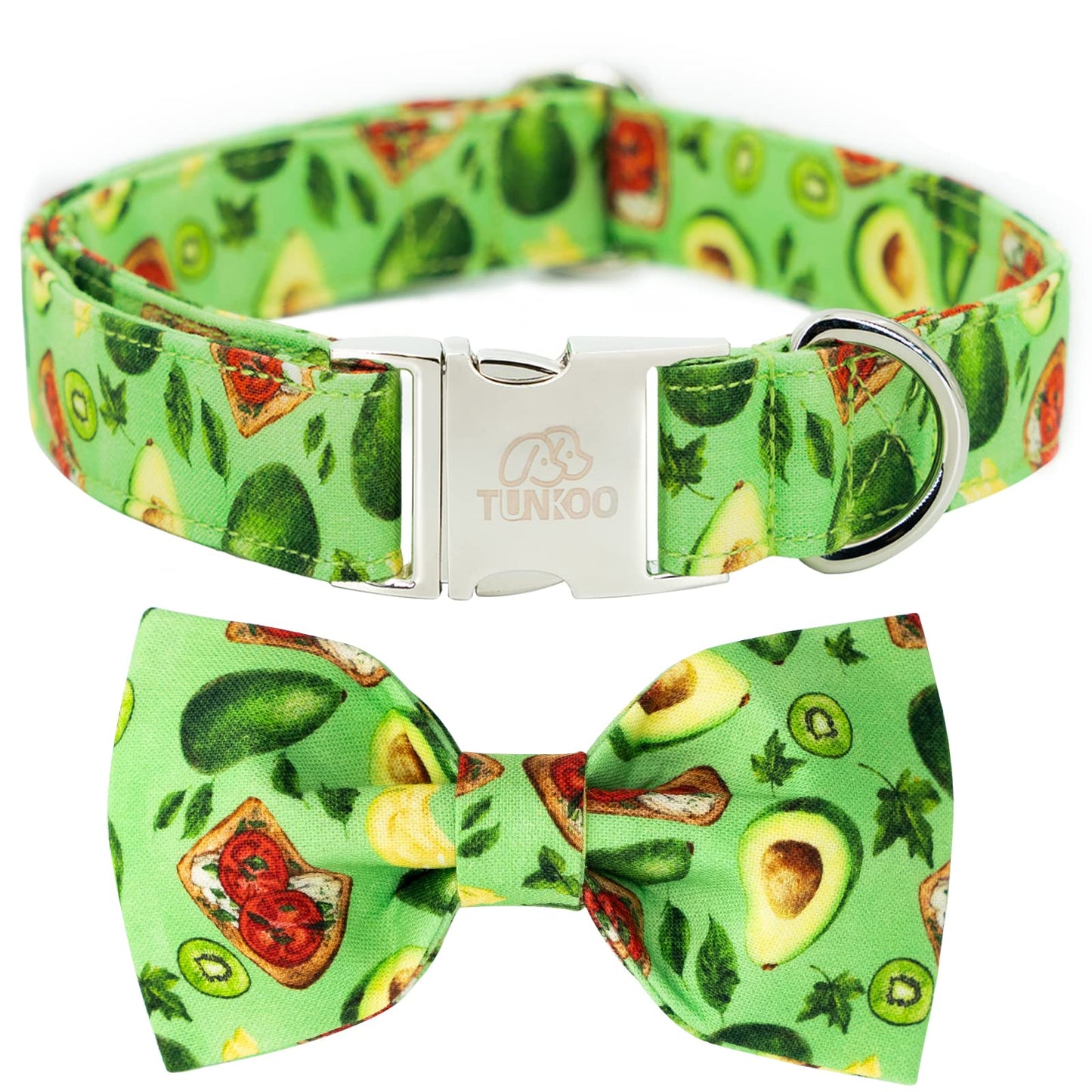 Tunkoo Christmas Dog Collar with Pretty Bow Tie - Red & Green Plaid Pet Collar, Adjustable Available in Small Medium Large, Gift for Girls Boys Dog, S