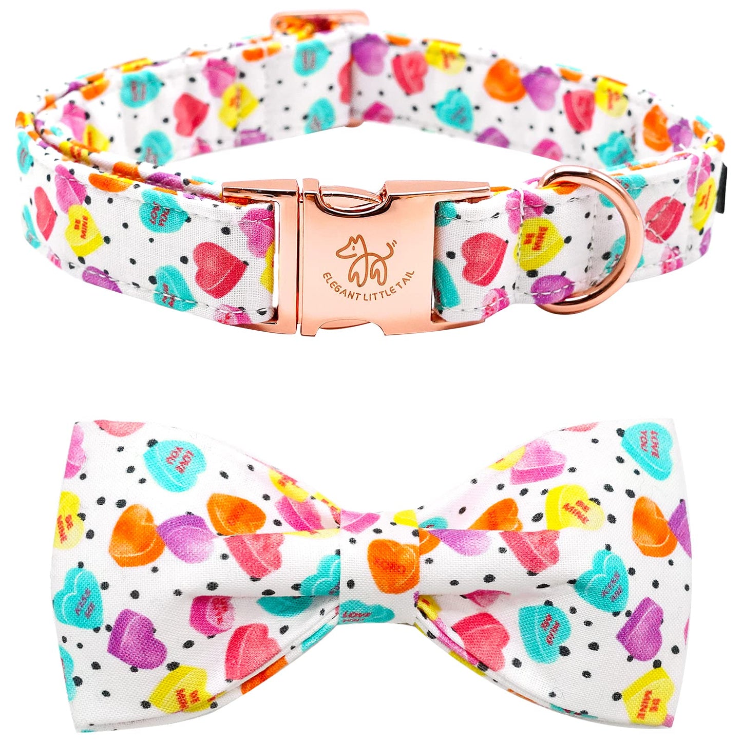 Elegant little tail Dog Collar with Bow, Lucky Clover Bow Tie Dog Collar, Cute Dog Bowtie Pet Gift Dog Collar for Medium Dogs