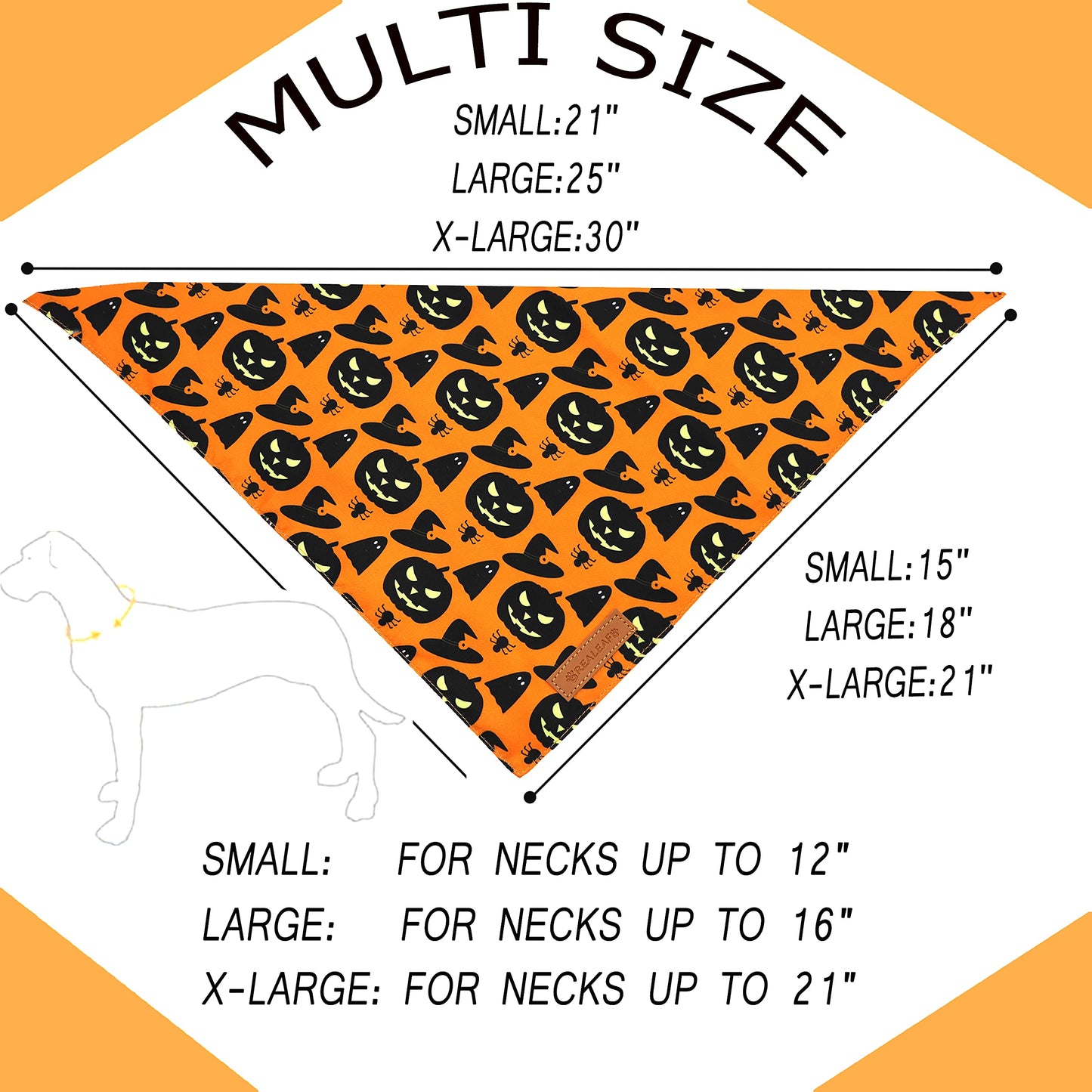 Realeaf Halloween Dog Bandanas 2 Pack, Pumpkin and Spider Web Bibs, Triangle Reversible Fall Pet Scarf, Premium Durable Fabric, Adjustable Fit (Large)