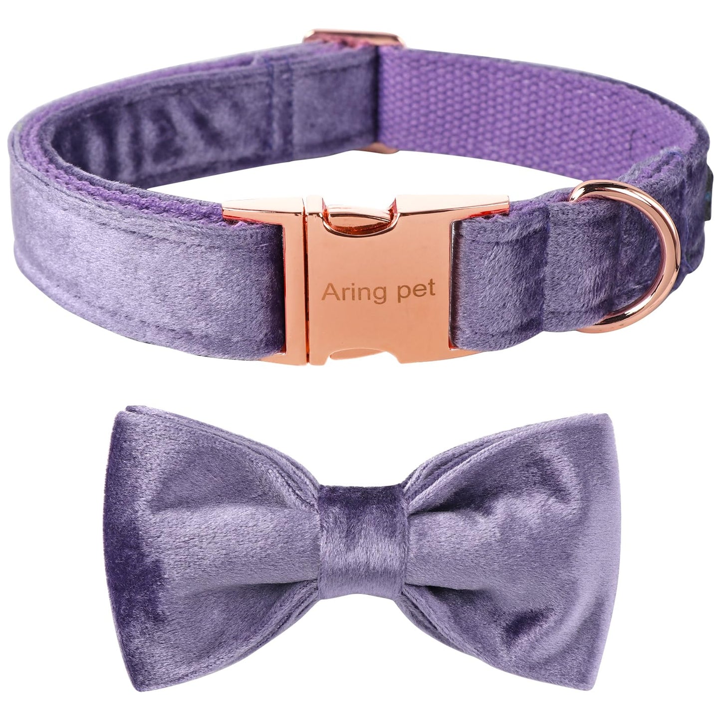 ARING PET Dog Collars with Bowtie-Velvet Dog Bow tie Collar, Adjustable Dark Green Dog Collar