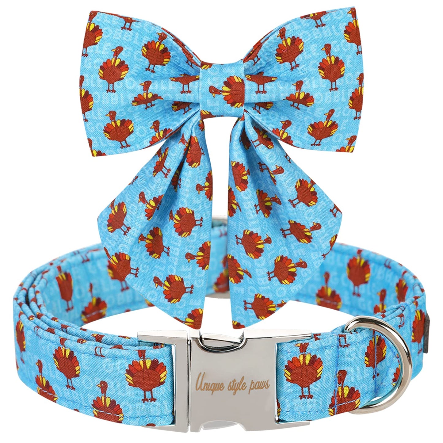 Unique style paws Christmas Dog Collar with Bow Tie Winter Gingerbread Snowman Theme Puppy Collar for Small Medium Large Dogs-M