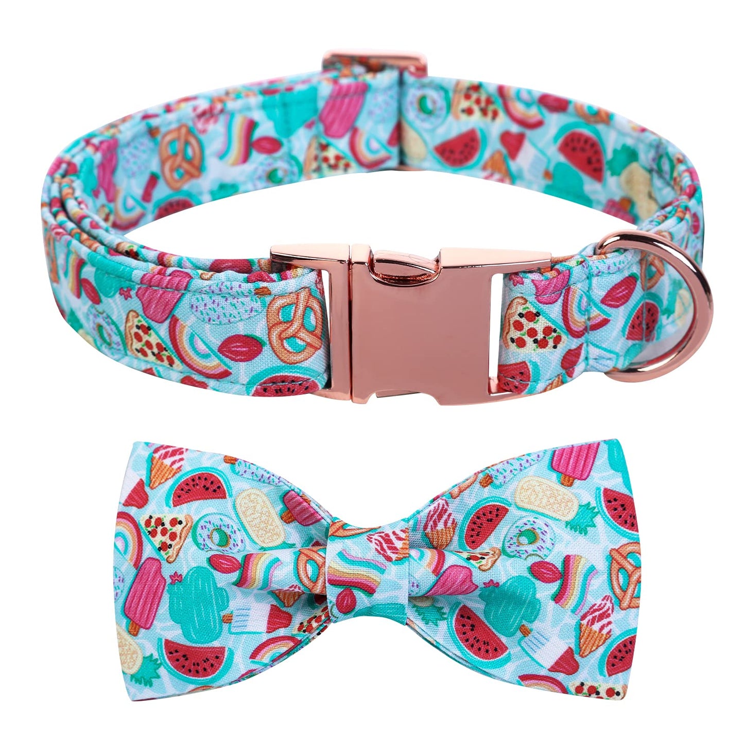 Maca Bates Duck Dog Collar with Bow Bowtie for Dogs Bow Tie Adjustable Breakaway Green Summer Thick Collars Accessories Birthday Gift Colar for XS Small Medium Large XL Boy Girl Male Female Puppy Pet