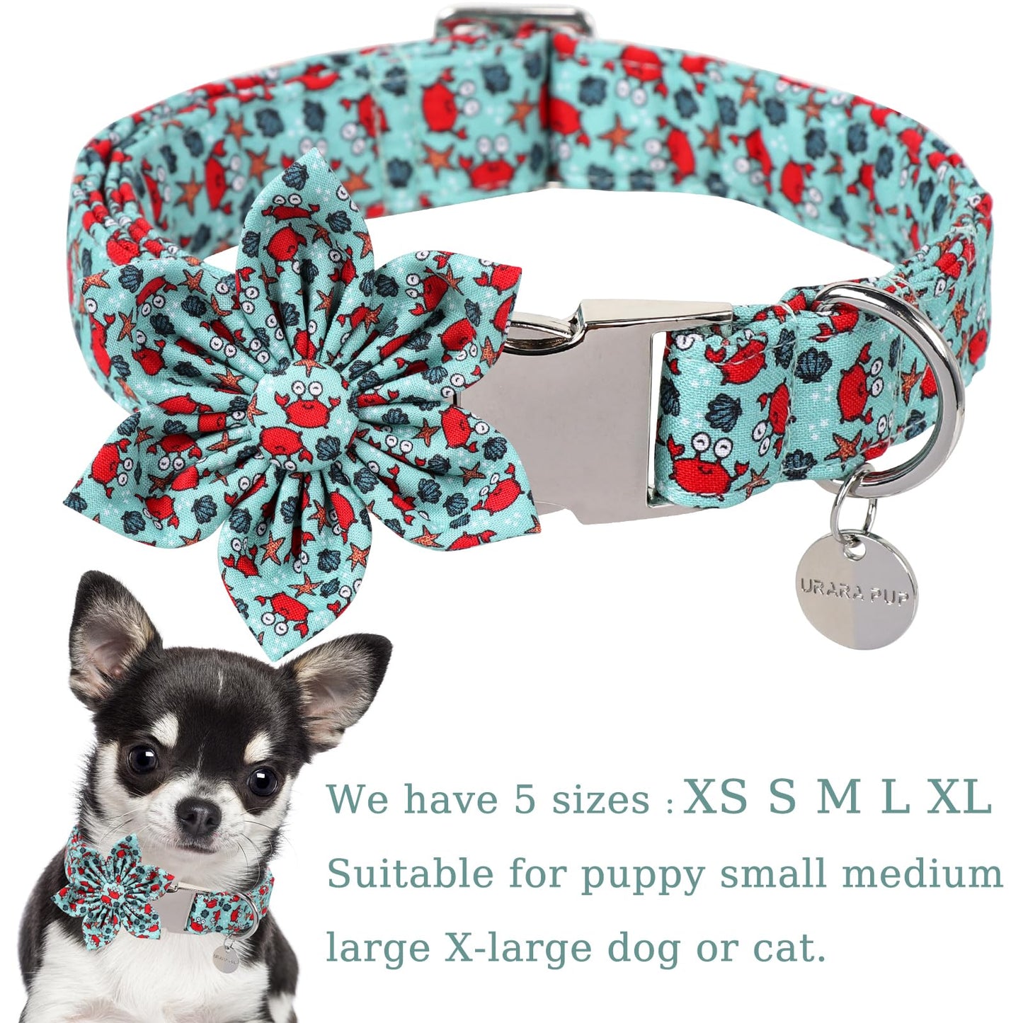 Dog Collar with Bow Tie,UP URARA PUP Pink Plaid Bowtie Dog Collar, Summer Bowtie Collar for Puppy Boy Girl Dog, Comfortable Cotton Dog Collar with Metal Buckle,M,Neck 13.5-22in