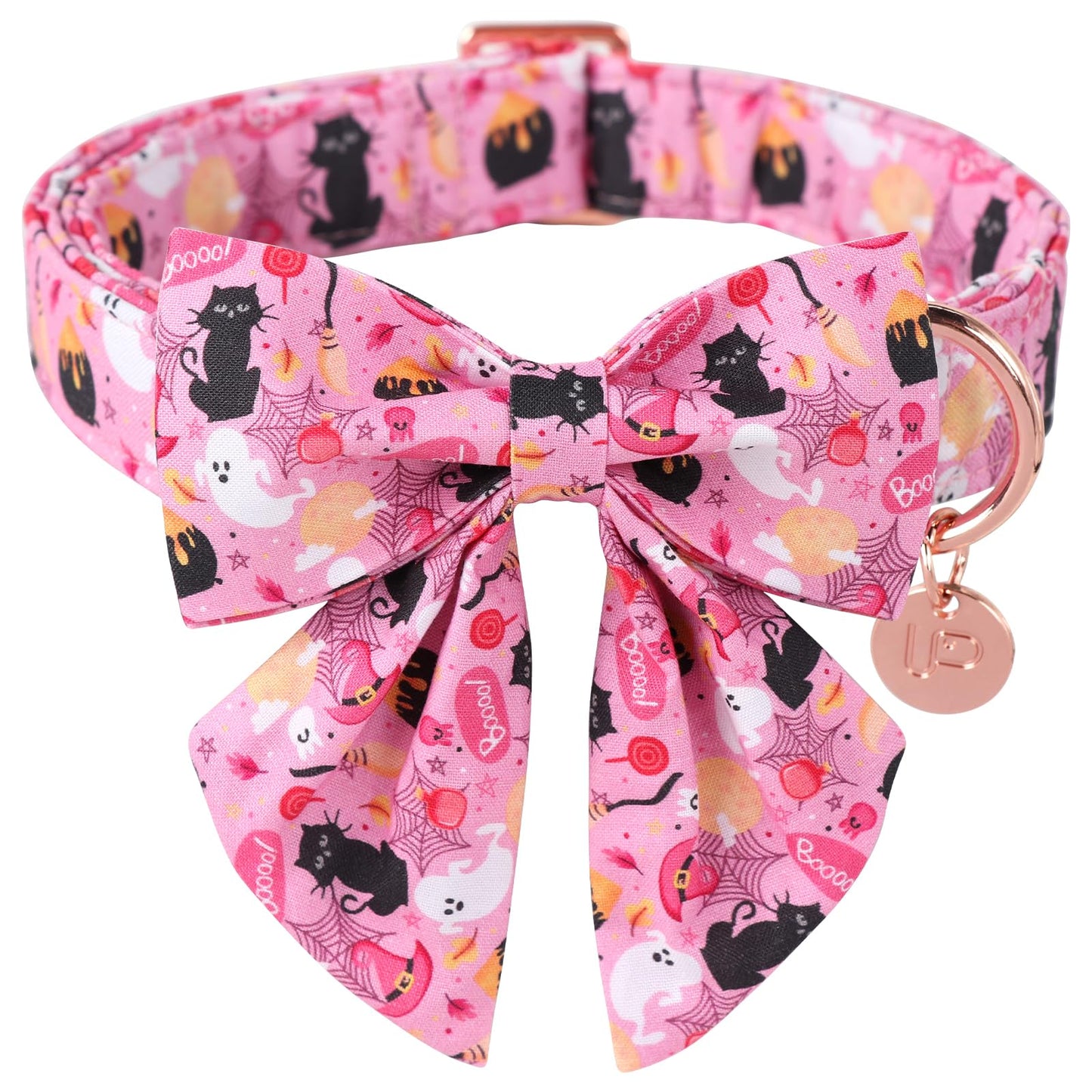 Thanksgiving Dog Collar with Bow Tie, Turkey Cotton Bowtie Collar for Puppy Girl Dog or Cat, Autumn Bow Tie Collar with Durable Metal Buckle, Turkeys Pet Collar, S, Neck 10-16in