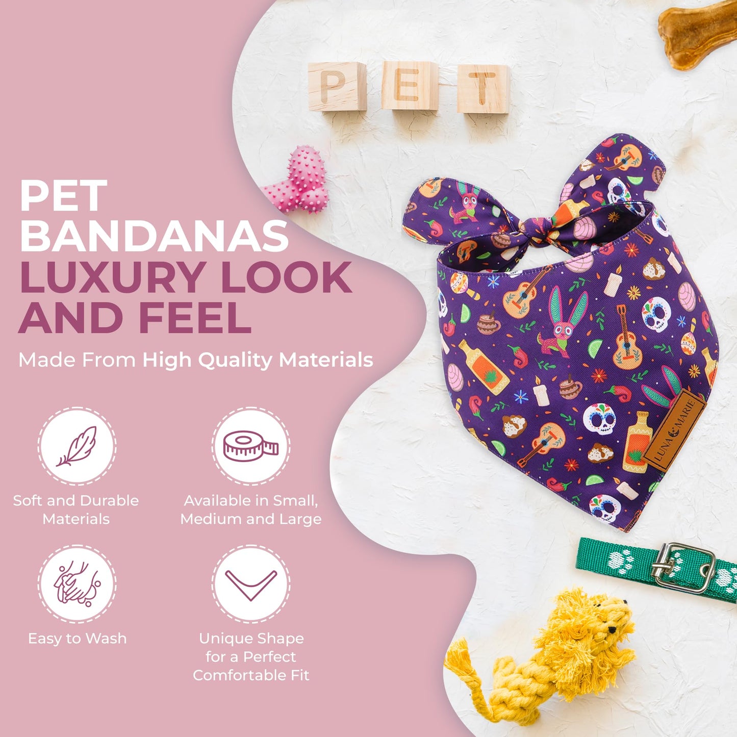 Luxury Pet Birthday Bandanas -Premium & Silky Poly Fabric | 100% Handmade | Custom Shape Dual Layered (Birthday Girl, Medium)