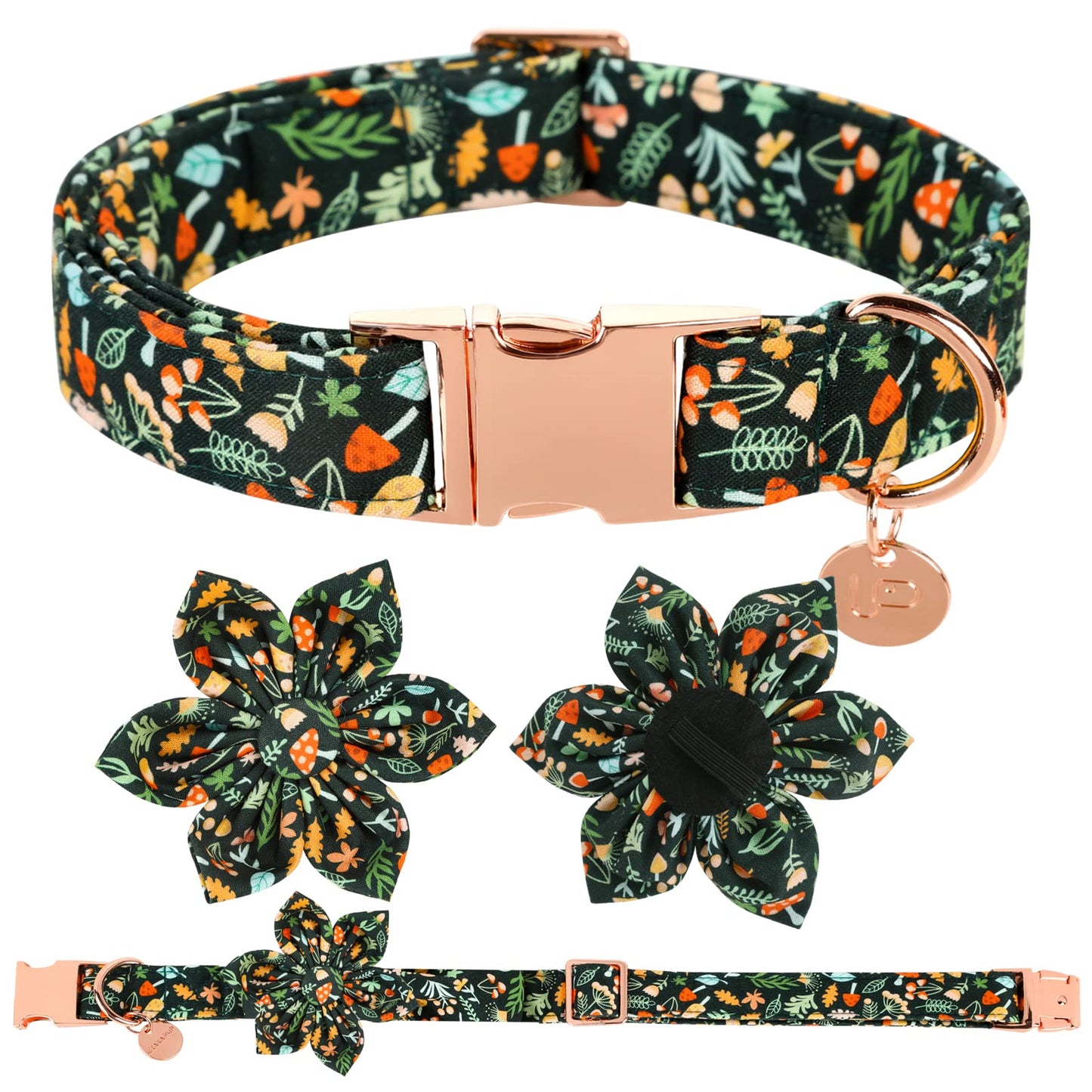 Dog Collar with Bow Tie, Comfortable Adjustable Cotton Bowtie Collar for Medium Girl Boy Dog, Fall Dog Collar with Metal Buckle, M, Neck 13.5-22in