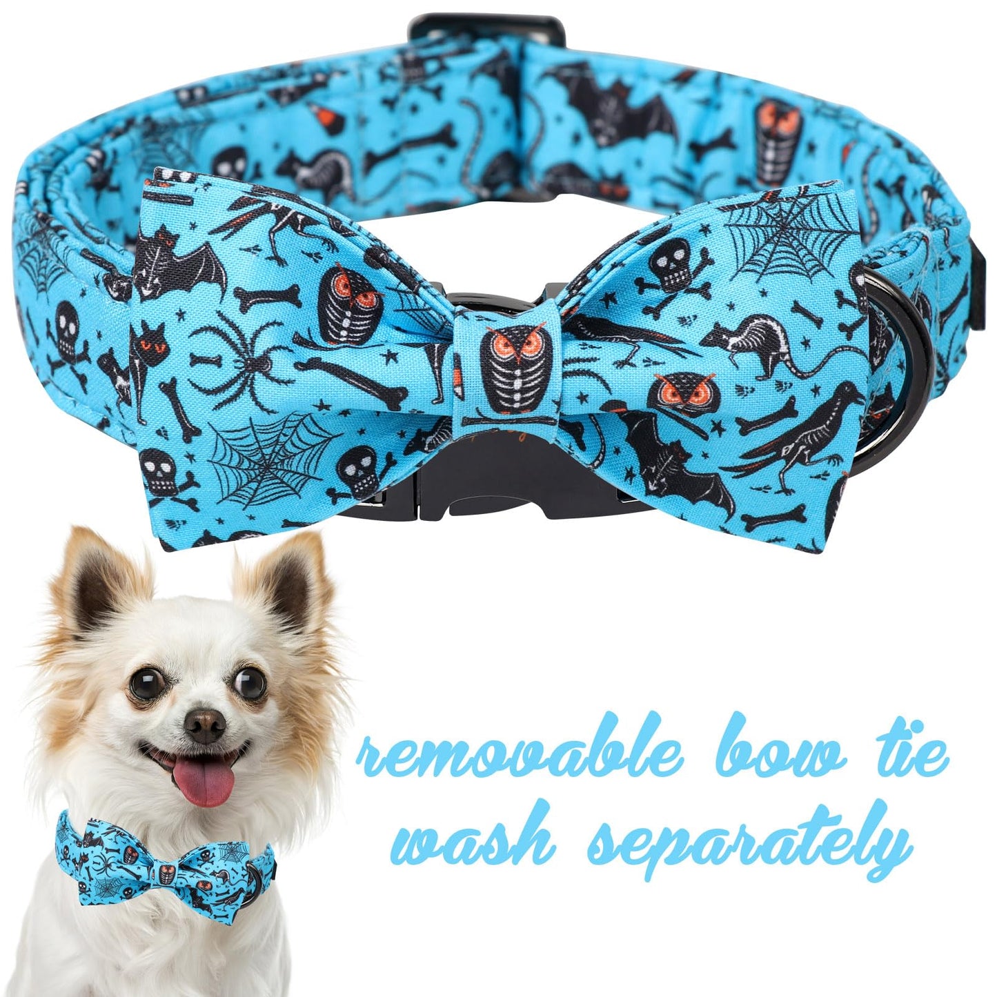 Unique Style Paws Halloween Dog Collar with Bow Cotton Cute Bowtie Dog Collar for Small Medium Large Dogs Holiday Dog Collar