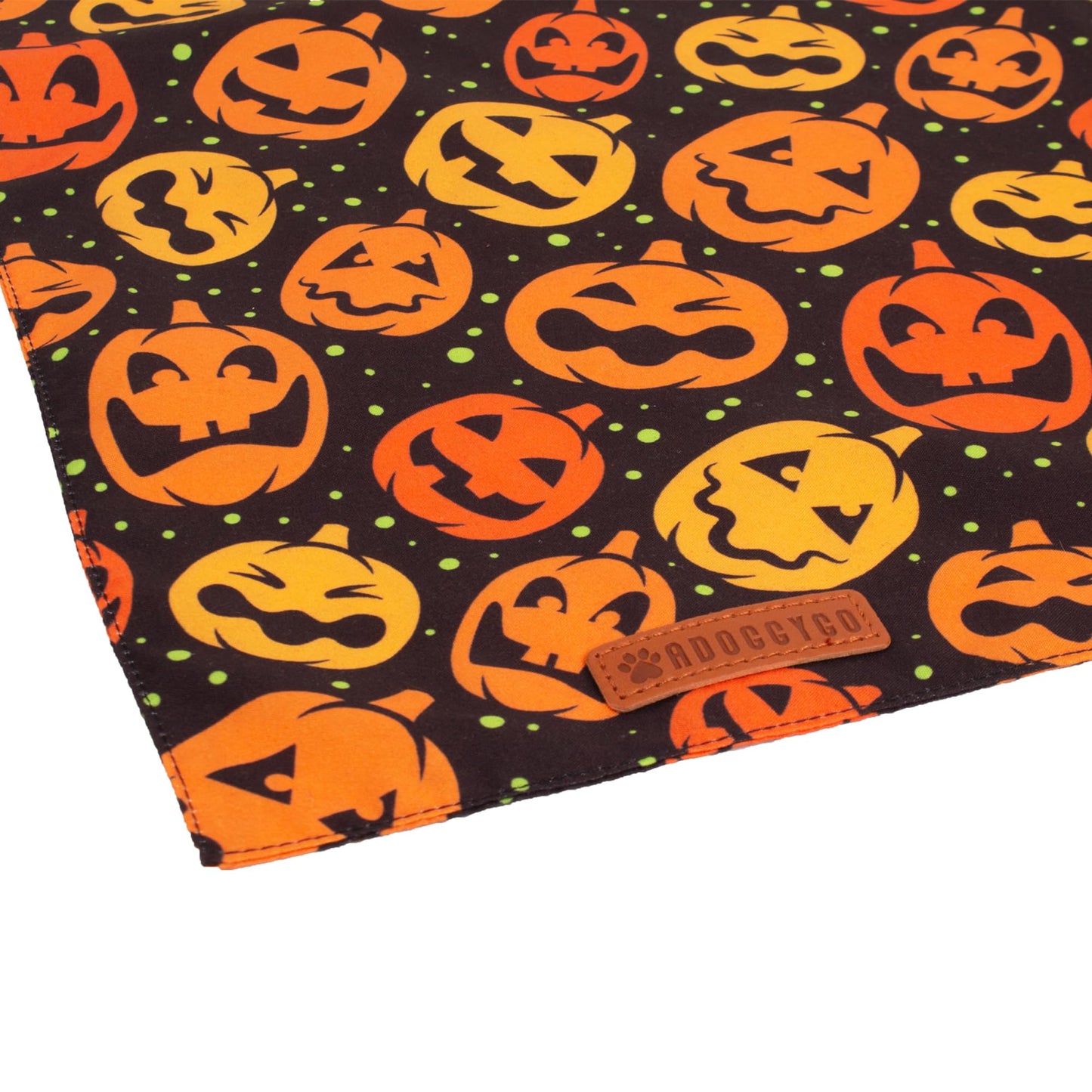 ADOGGYGO Halloween Dog Bandana, Halloween Pumpkin Ghost Dog Scarf, Premium Durable Fabric, Adjustable Fit Female Dog Halloween Bandanas for Medium Large Dogs Pets (Large, Halloween)