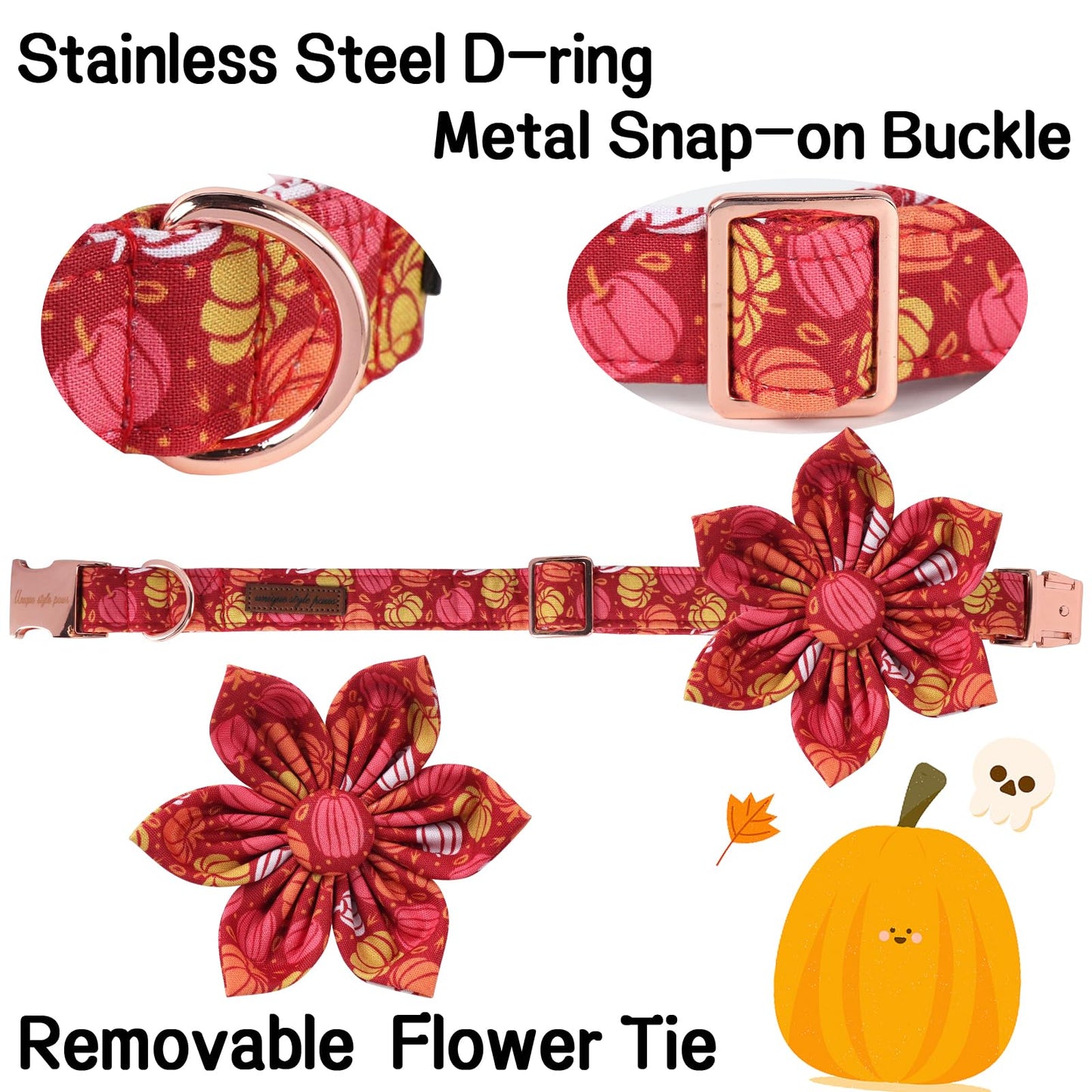 Unique Style Paws Halloween Dog Collar with Bow Cotton Cute Bowtie Dog Collar for Small Medium Large Dogs Holiday Dog Collar