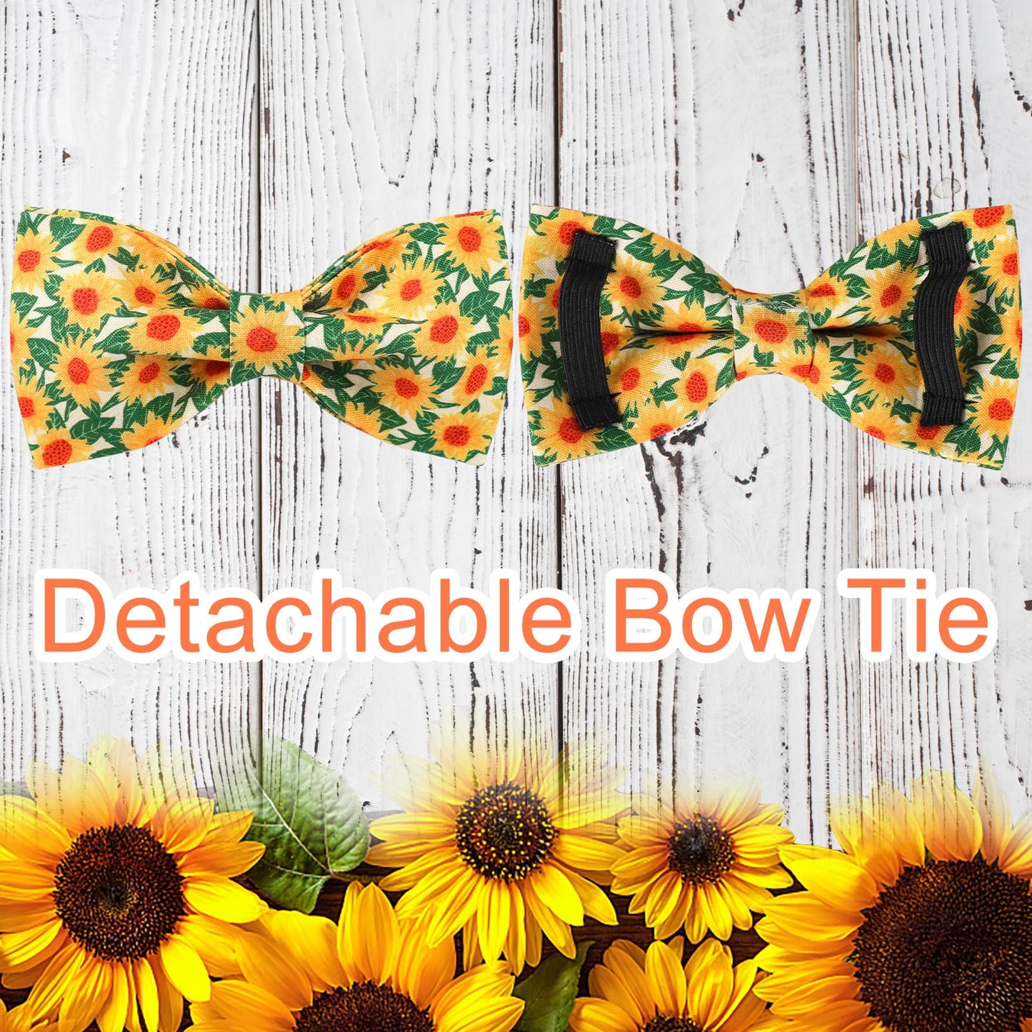 Thanksgiving Dog Collar with Bow Tie, Turkey Cotton Bowtie Collar for Puppy Girl Dog or Cat, Autumn Bow Tie Collar with Durable Metal Buckle, Turkeys Pet Collar, S, Neck 10-16in