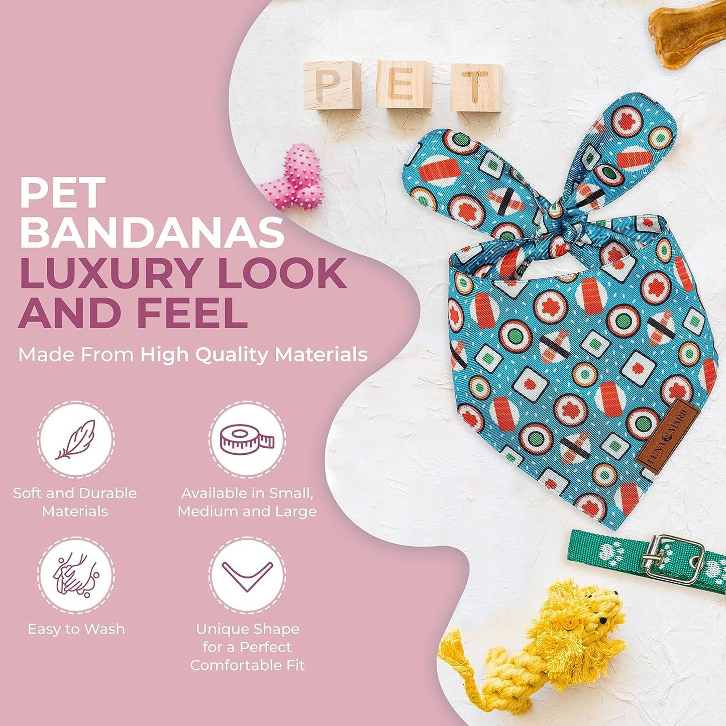 Luxury Pet Birthday Bandanas -Premium & Silky Poly Fabric | 100% Handmade | Custom Shape Dual Layered (Birthday Girl, Medium)