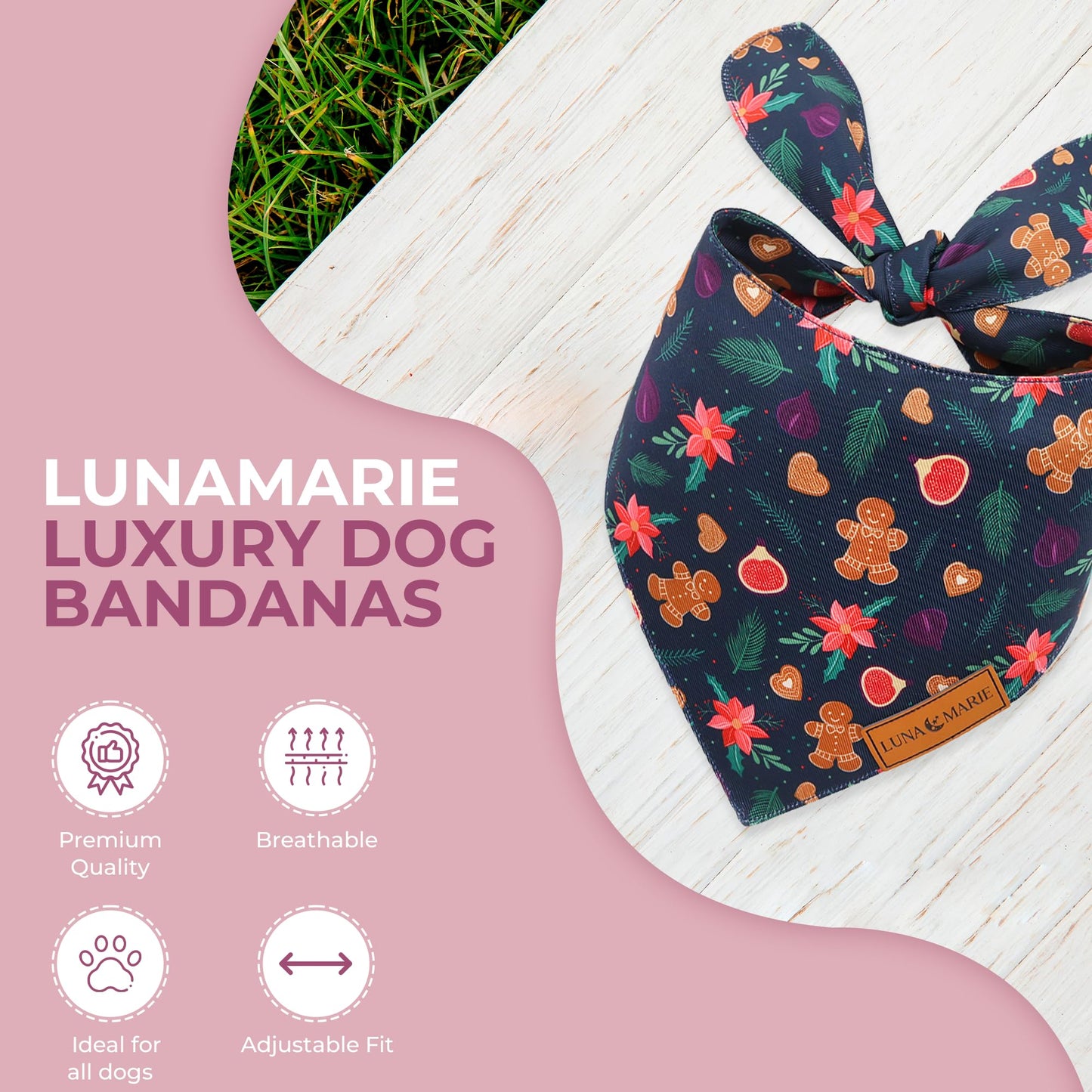 Luxury Pet Birthday Bandanas -Premium & Silky Poly Fabric | 100% Handmade | Custom Shape Dual Layered (Birthday Girl, Medium)