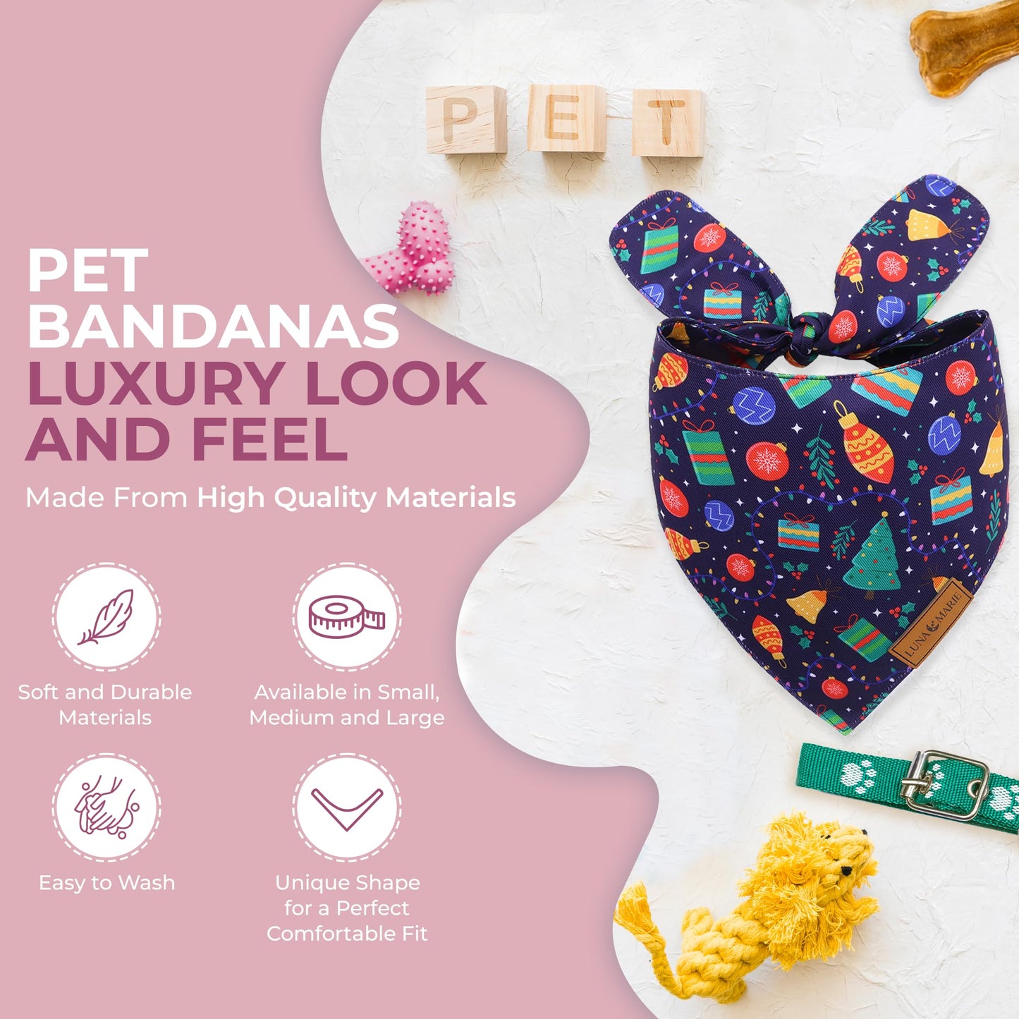 Luxury Pet Birthday Bandanas -Premium & Silky Poly Fabric | 100% Handmade | Custom Shape Dual Layered (Birthday Girl, Medium)