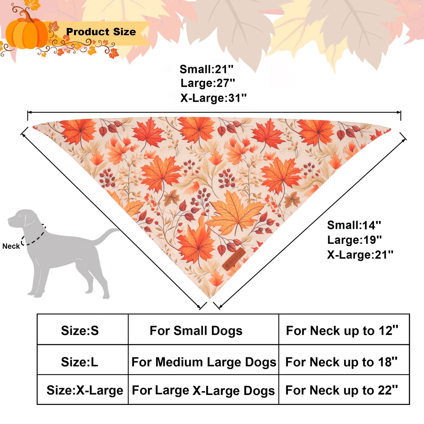 ADOGGYGO Halloween Dog Bandana, Halloween Pumpkin Ghost Dog Scarf, Premium Durable Fabric, Adjustable Fit Female Dog Halloween Bandanas for Medium Large Dogs Pets (Large, Halloween)