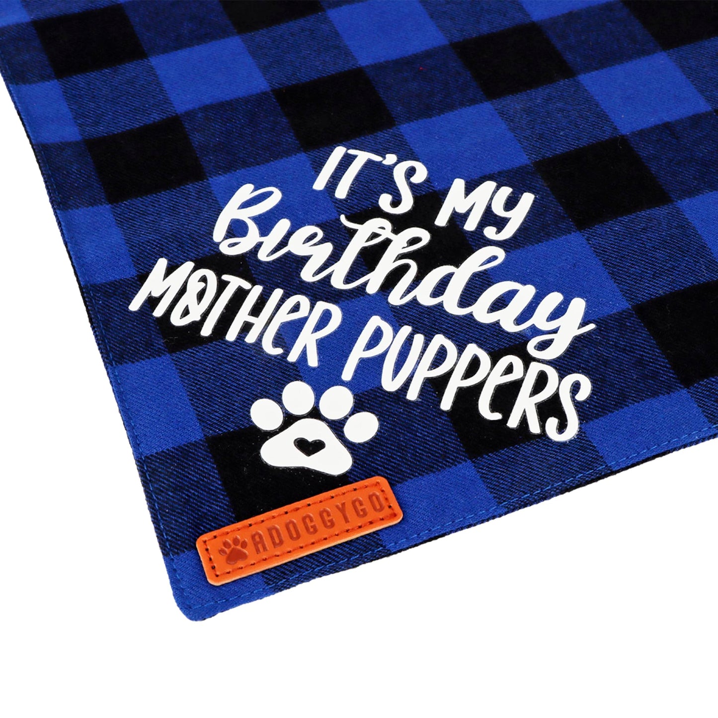 ADOGGYGO Dog Birthday Bandana, Multi Size Offered, Blue Plaid Birthday Boy Dog Bandana for Medium Large Dogs Pets (Blue, Large)