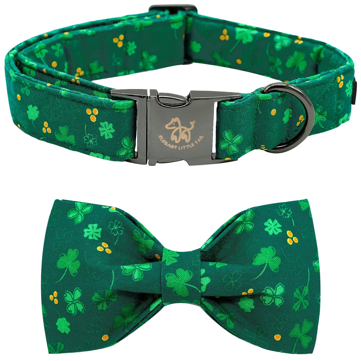 Elegant little tail Dog Collar with Bow, Lucky Clover Bow Tie Dog Collar, Cute Dog Bowtie Pet Gift Dog Collar for Medium Dogs