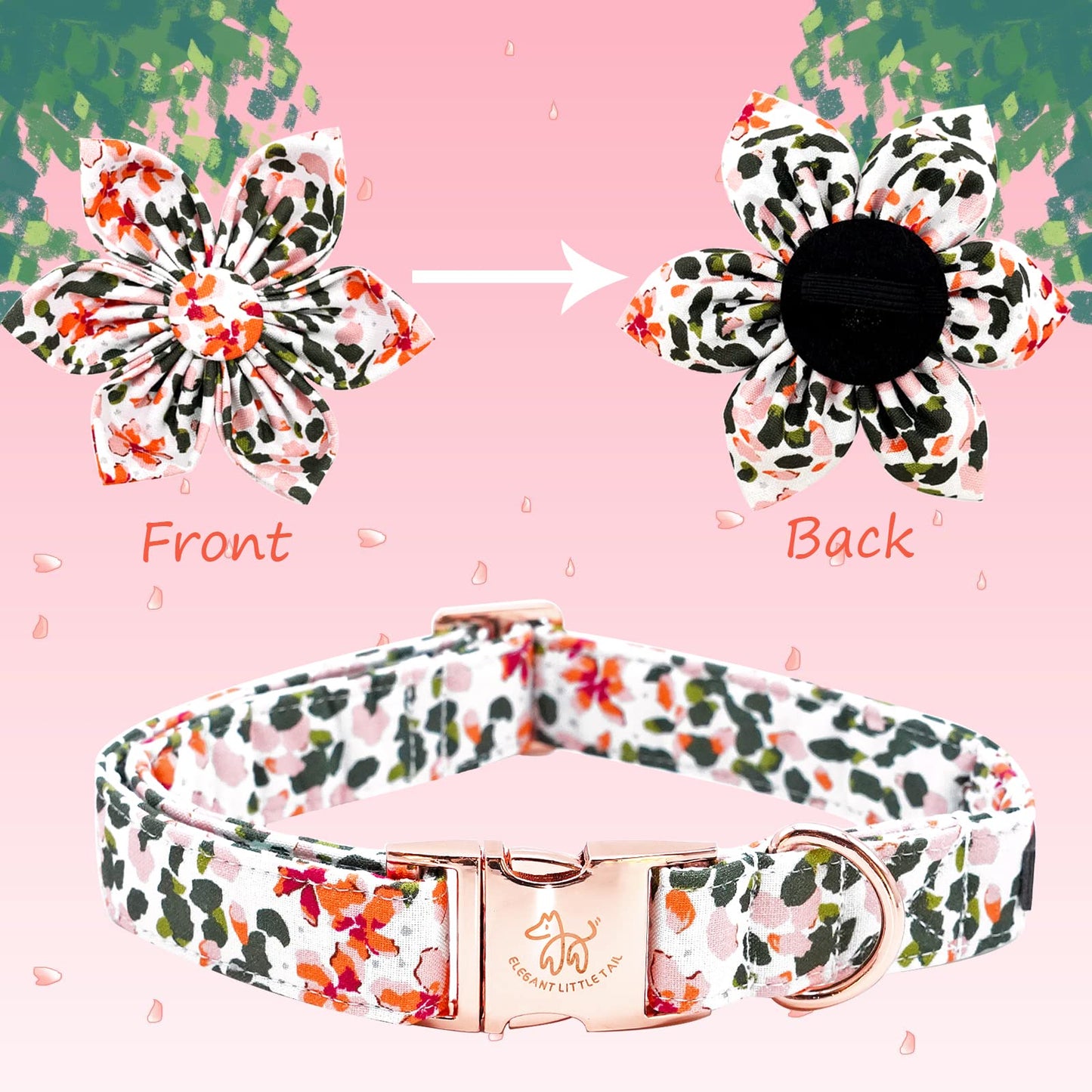 Elegant little tail Sunflower Girl Dog Collar for Female Dogs, Pet Collar Adjustable Dog Collars with Flower Gift for Medium Dogs