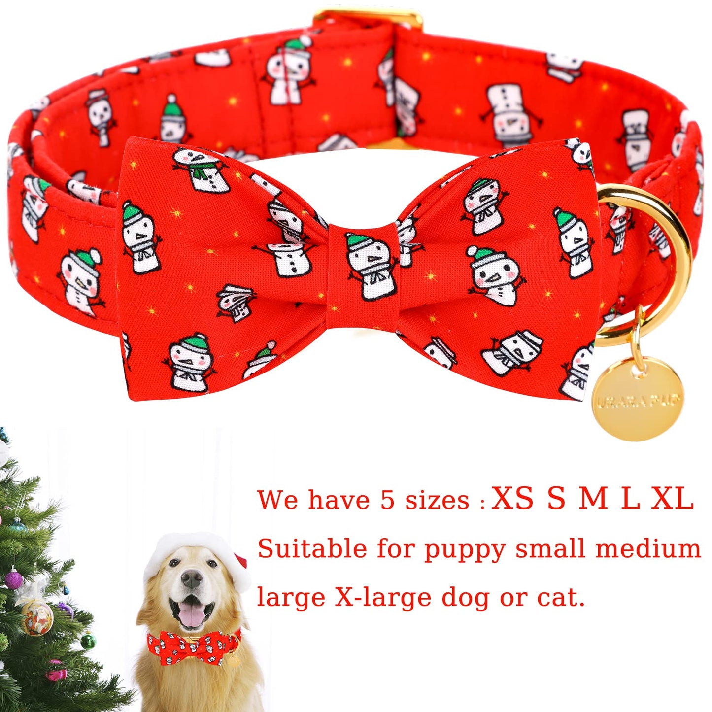 Valentine’s Day Dog Collar with Bow Tie, Valentine Bowtie Collar with Metal Buckle, Valentine’s Day Gift Pet Collar for Medium Girl Boy Dog, Wedding Dog Collar, Red, M, Neck 13.5-22in