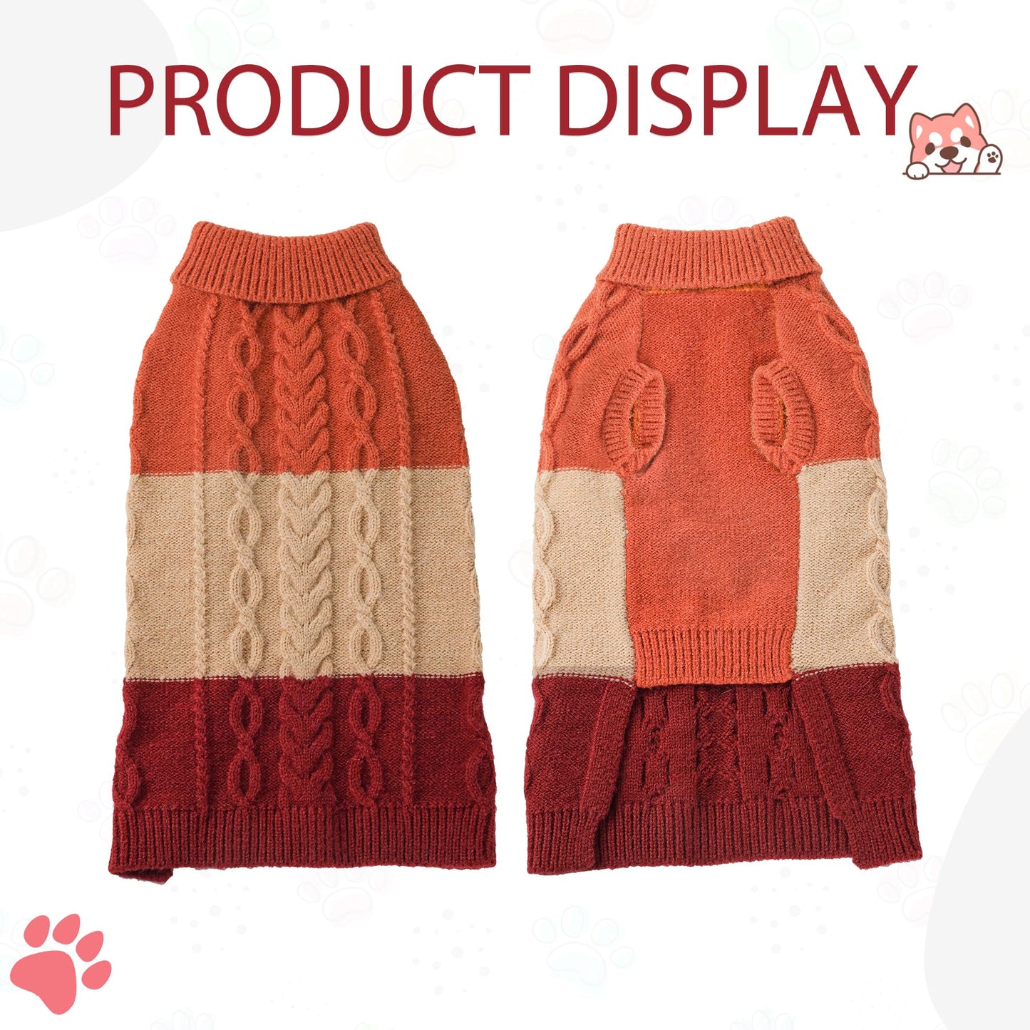 NACOCO Dog Sweater Color Block - Halloween Cat Knitted Clothes Pet Fashion Sweatshirt Soft Vest Thickening Winter Warm Knitwear Outfits Apparel for Small Medium Dog Puppy Kitten(Orange, M)