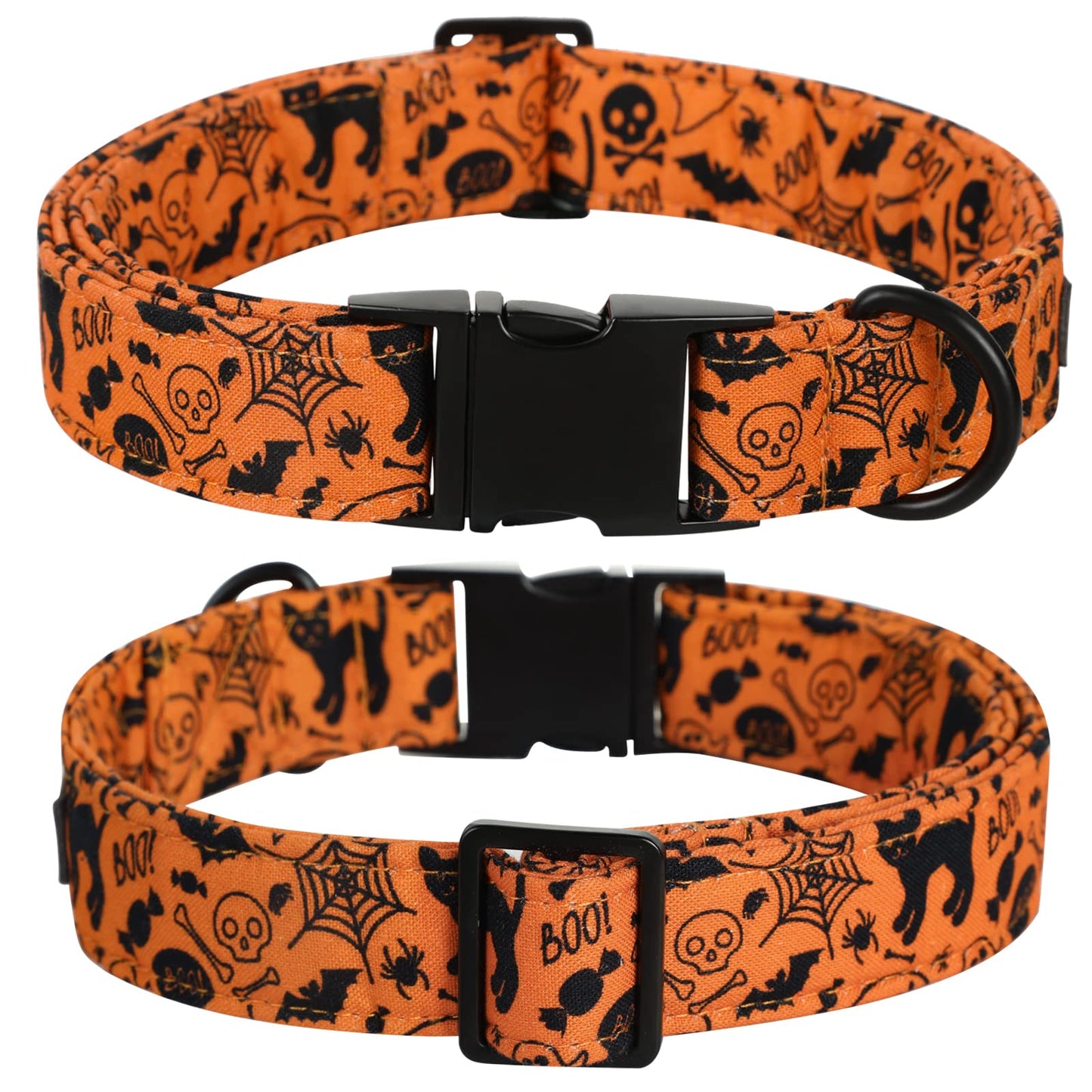 Lionet Paws Halloween Dog Collar with Bowtie - Cute Cotton Adjustable Fall Bowtie Dog Collar with Metal Buckle for Small Medium Large Dog Girl Boy Gift, M, Neck 13.5-22in