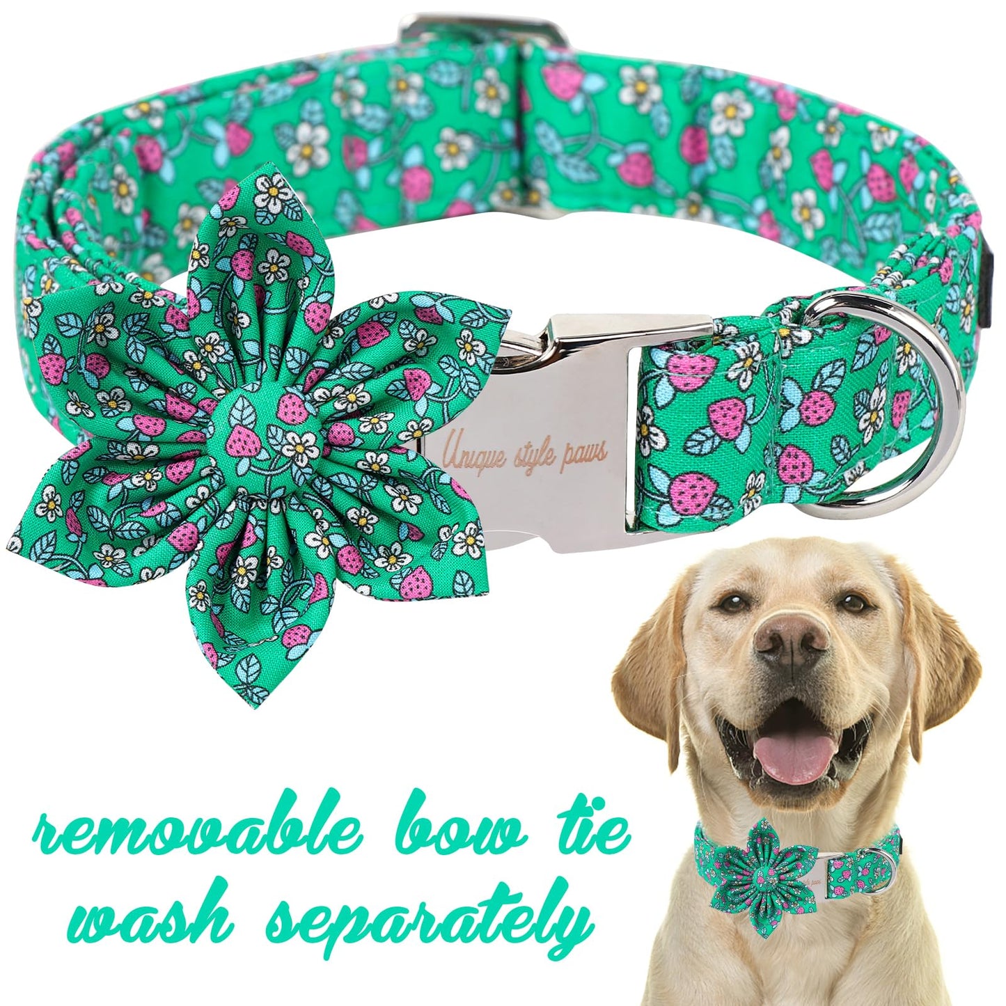 Unique style paws Cartoon Dog Collar with Bow Spring Summer Collar with Flower for Small Medium Large Boys Girls Dogs