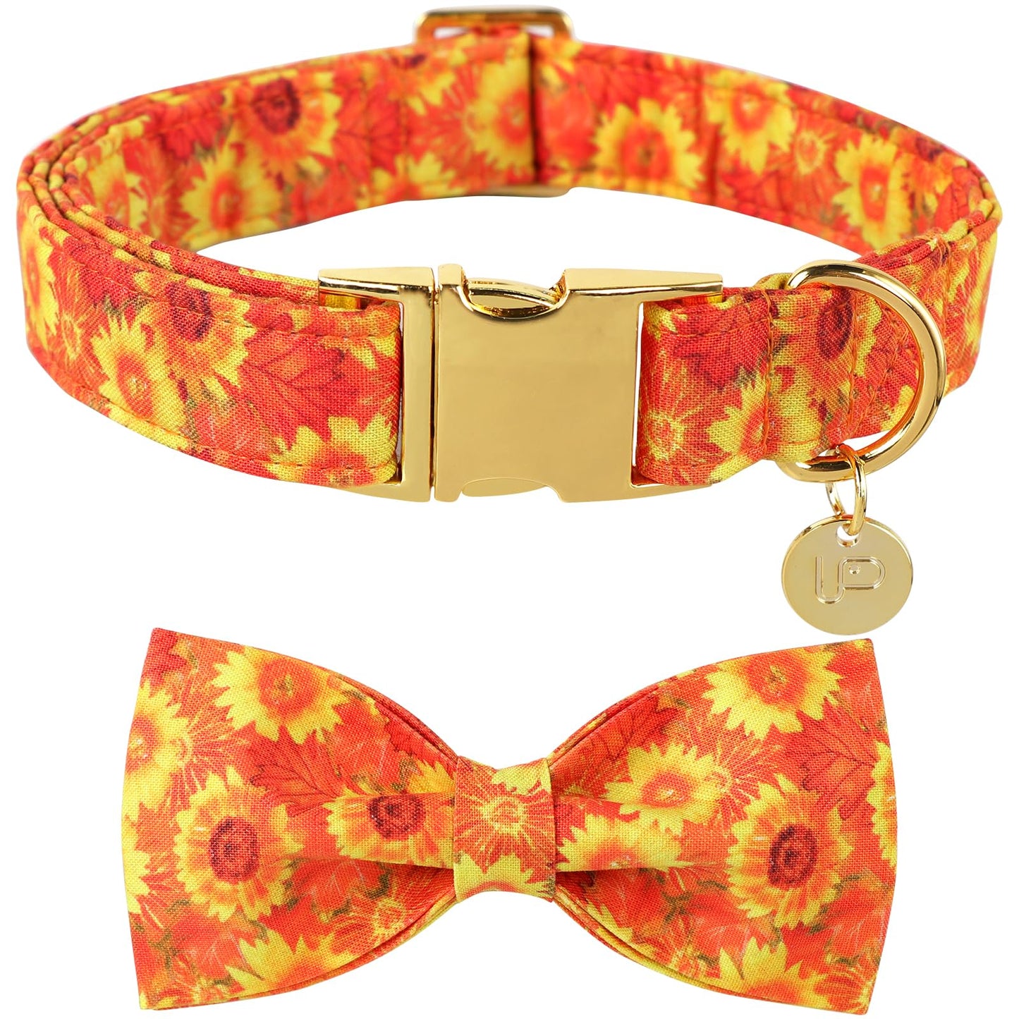 Thanksgiving Dog Collar with Bow Tie, Turkey Cotton Bowtie Collar for Puppy Girl Dog or Cat, Autumn Bow Tie Collar with Durable Metal Buckle, Turkeys Pet Collar, S, Neck 10-16in