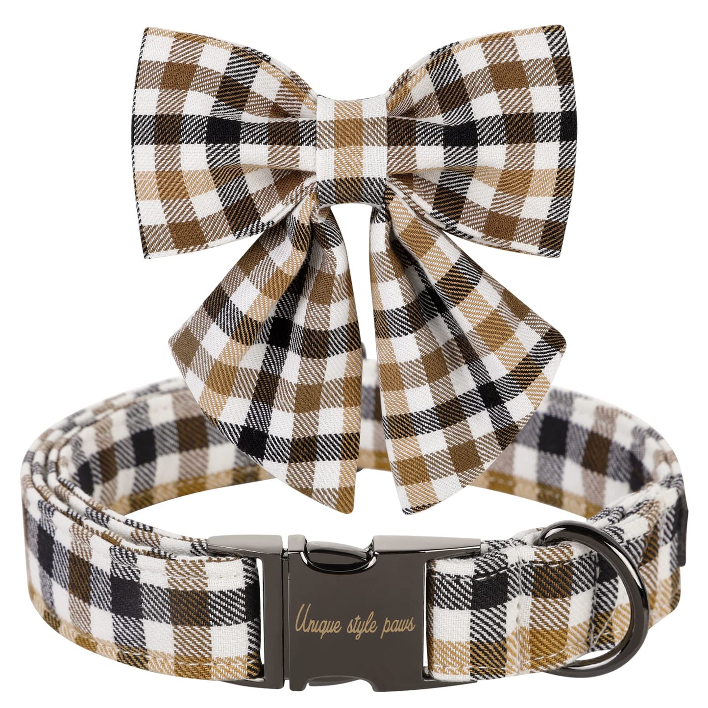 Unique style paws Christmas Dog Collar with Bow Tie Winter Gingerbread Snowman Theme Puppy Collar for Small Medium Large Dogs-M