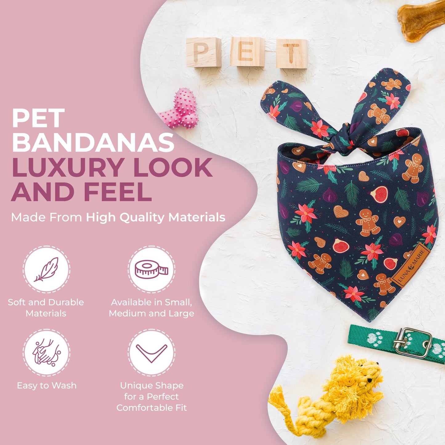 Luxury Pet Birthday Bandanas -Premium & Silky Poly Fabric | 100% Handmade | Custom Shape Dual Layered (Birthday Girl, Medium)