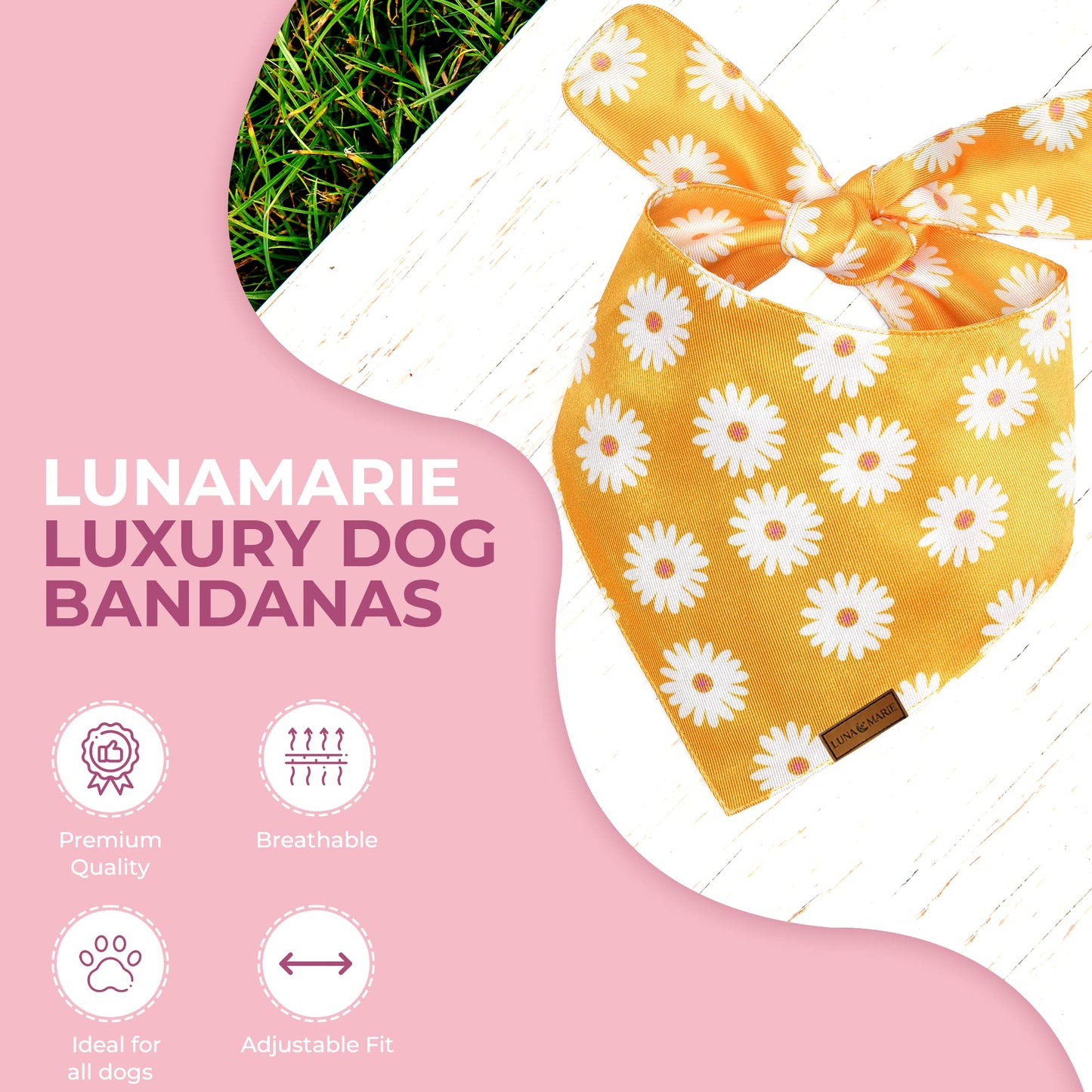 Luxury Pet Birthday Bandanas -Premium & Silky Poly Fabric | 100% Handmade | Custom Shape Dual Layered (Birthday Girl, Medium)