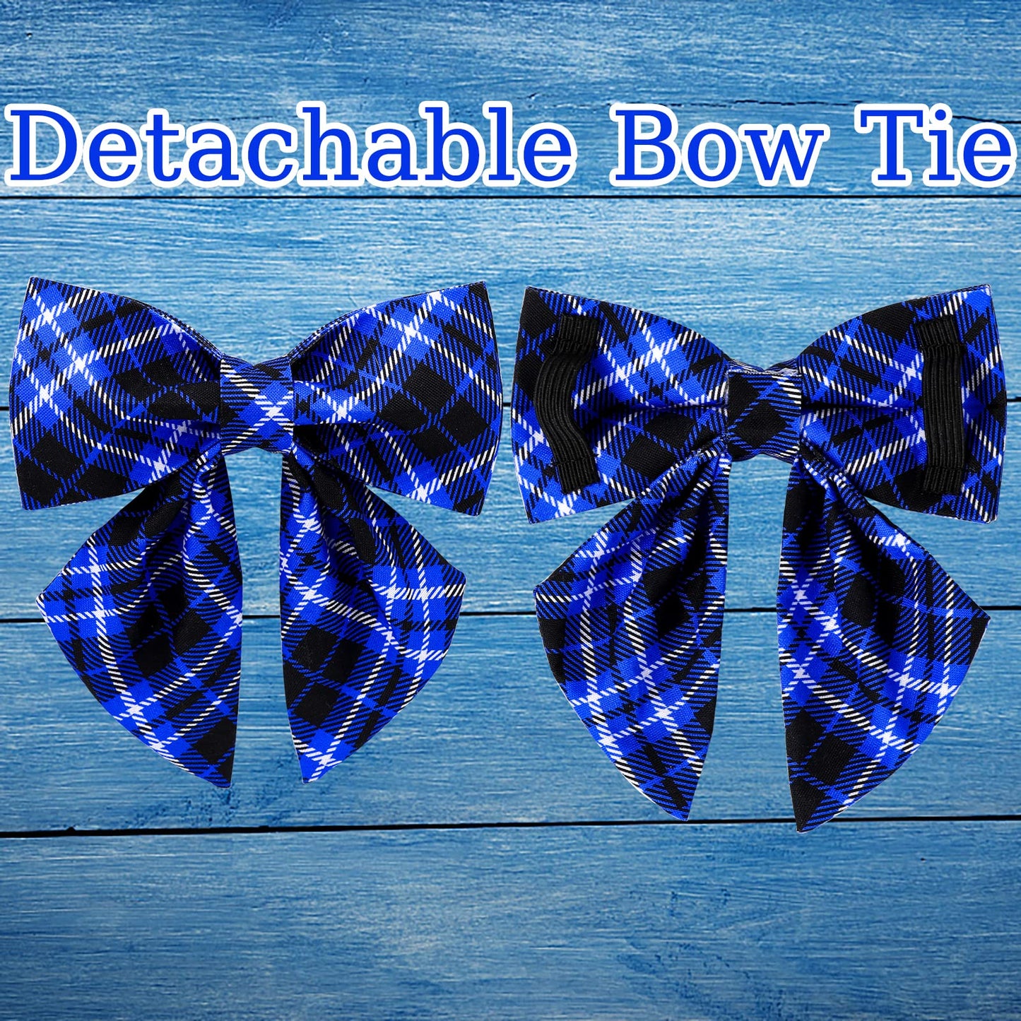 Dog Collar with Bow Tie, Comfortable Adjustable Cotton Bowtie Collar for Medium Girl Boy Dog, Fall Dog Collar with Metal Buckle, M, Neck 13.5-22in